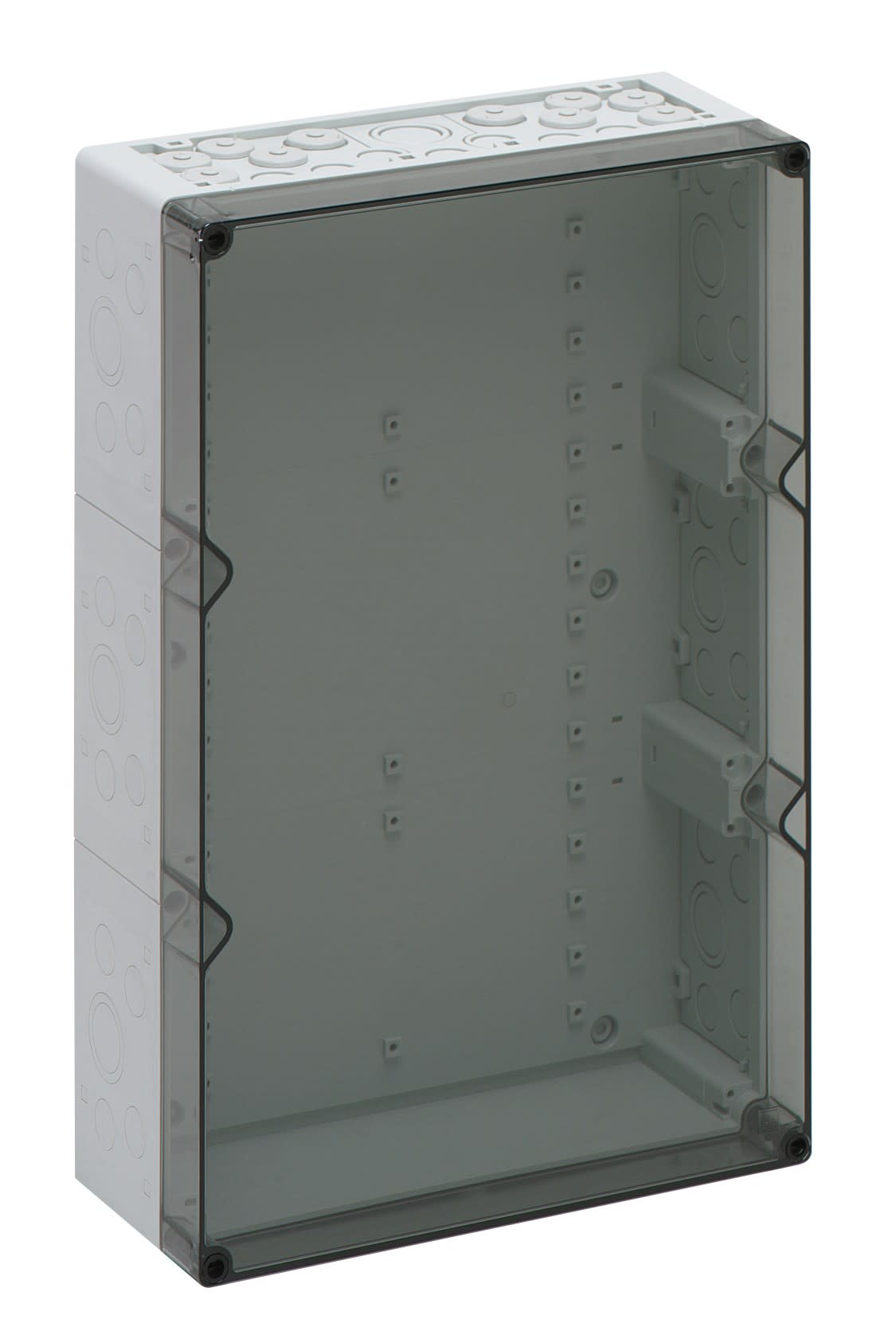 Spelsberg - AKL 3-t*Boite avec estampages-Polystyrol gris+couv. transp.-300x450x132 mm