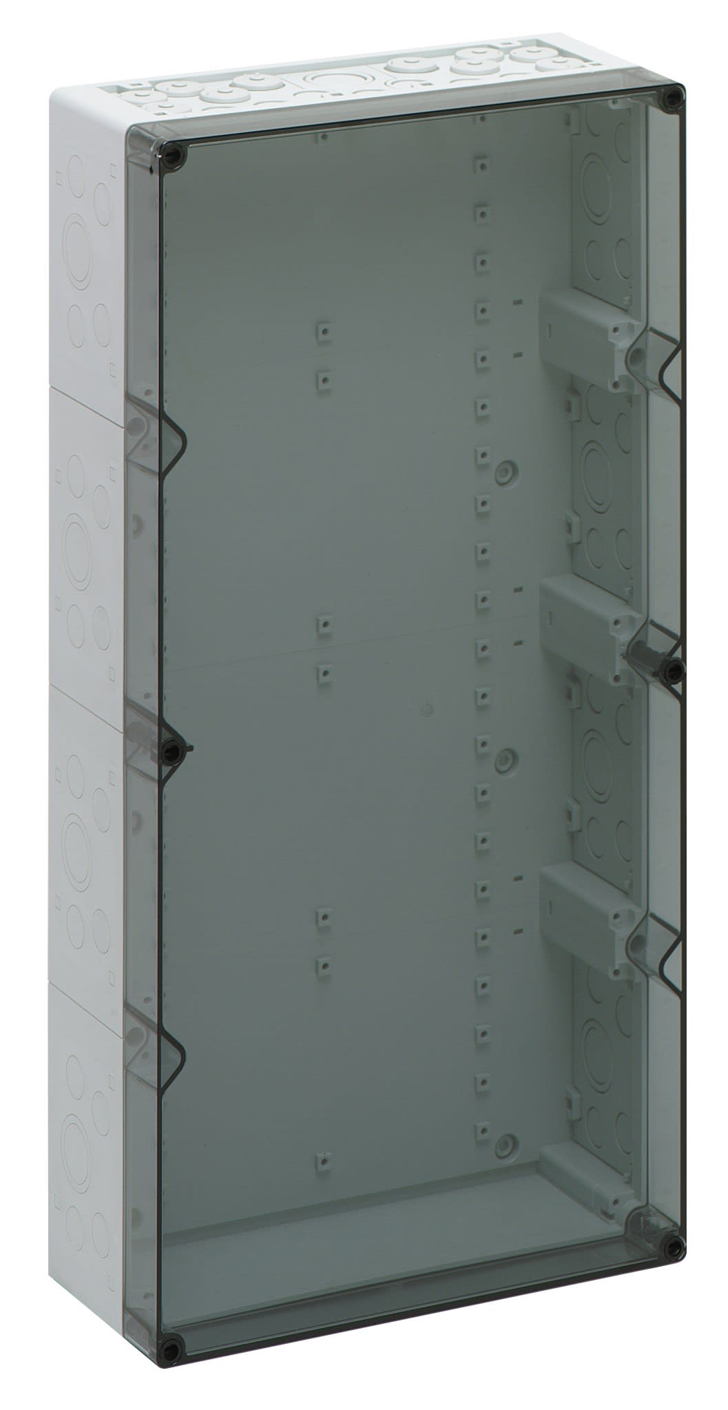 Spelsberg - AKL 4-t*Boite avec estampages-Polystyrol gris+couv. transp.-300x600x132 mm