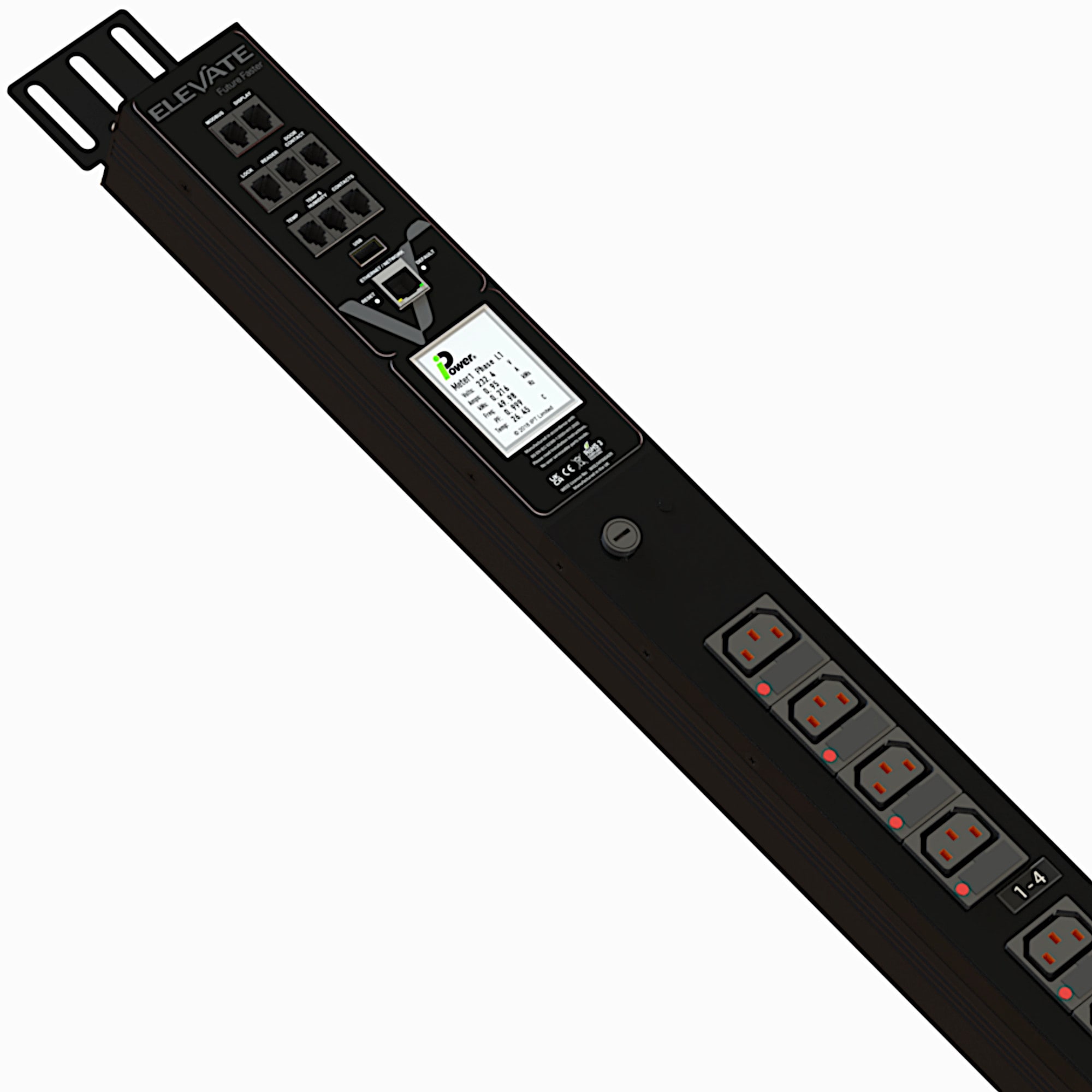 Excel - VT 1P PDU 16xC13 4xC19 INT3 32A Comm 3 m TF