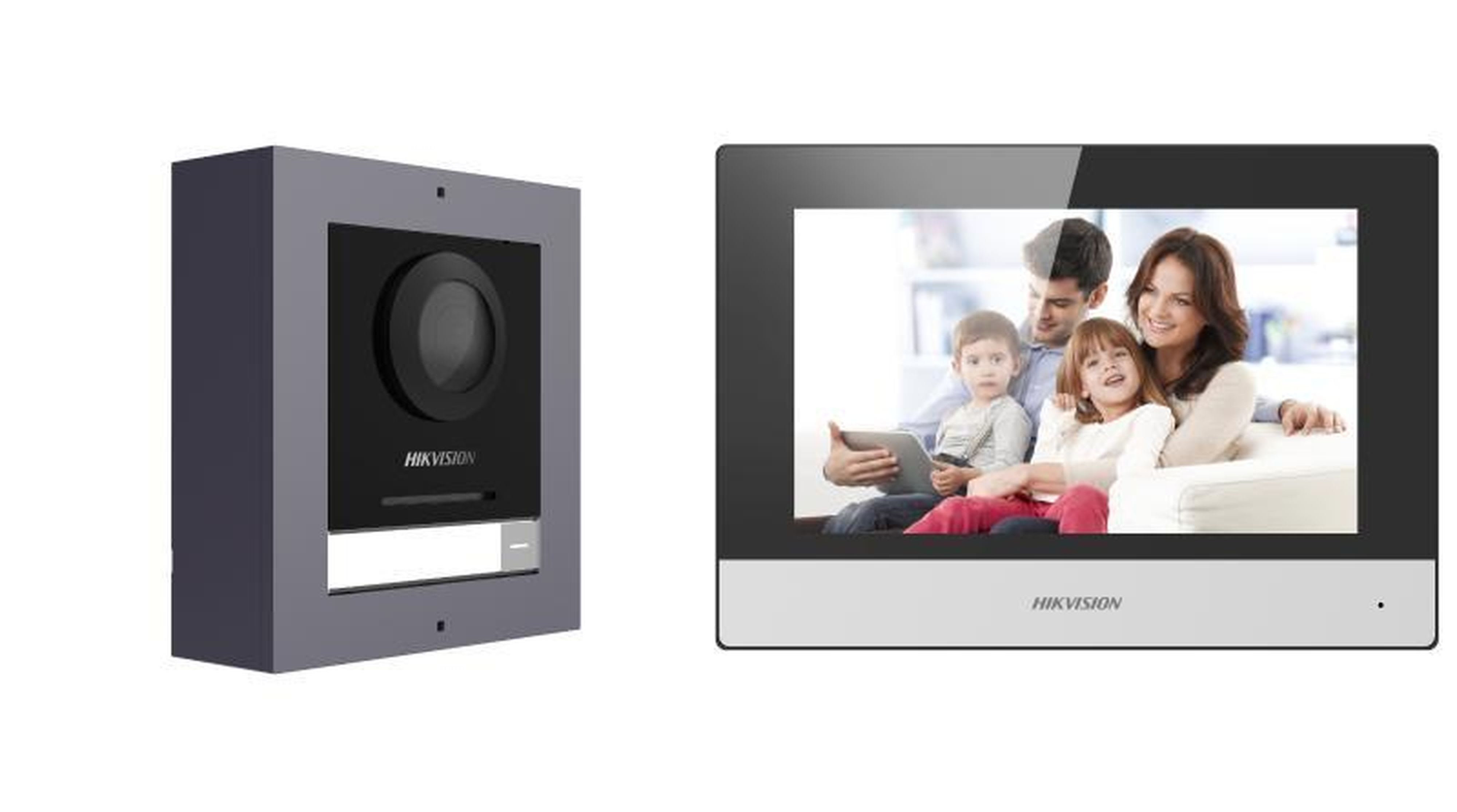 Hikvision - DS-KIS602 Kit d'interphonie vidéo IP villa/maison, un bouton d'appel, extensible