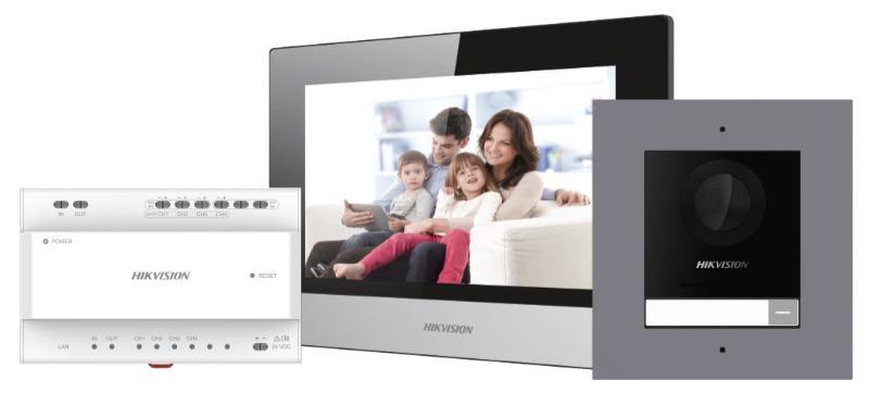 Hikvision - DS-KIS702EY Kit d'interphonie vidéo 2 fils pour villa/maison, un bouton d'appel