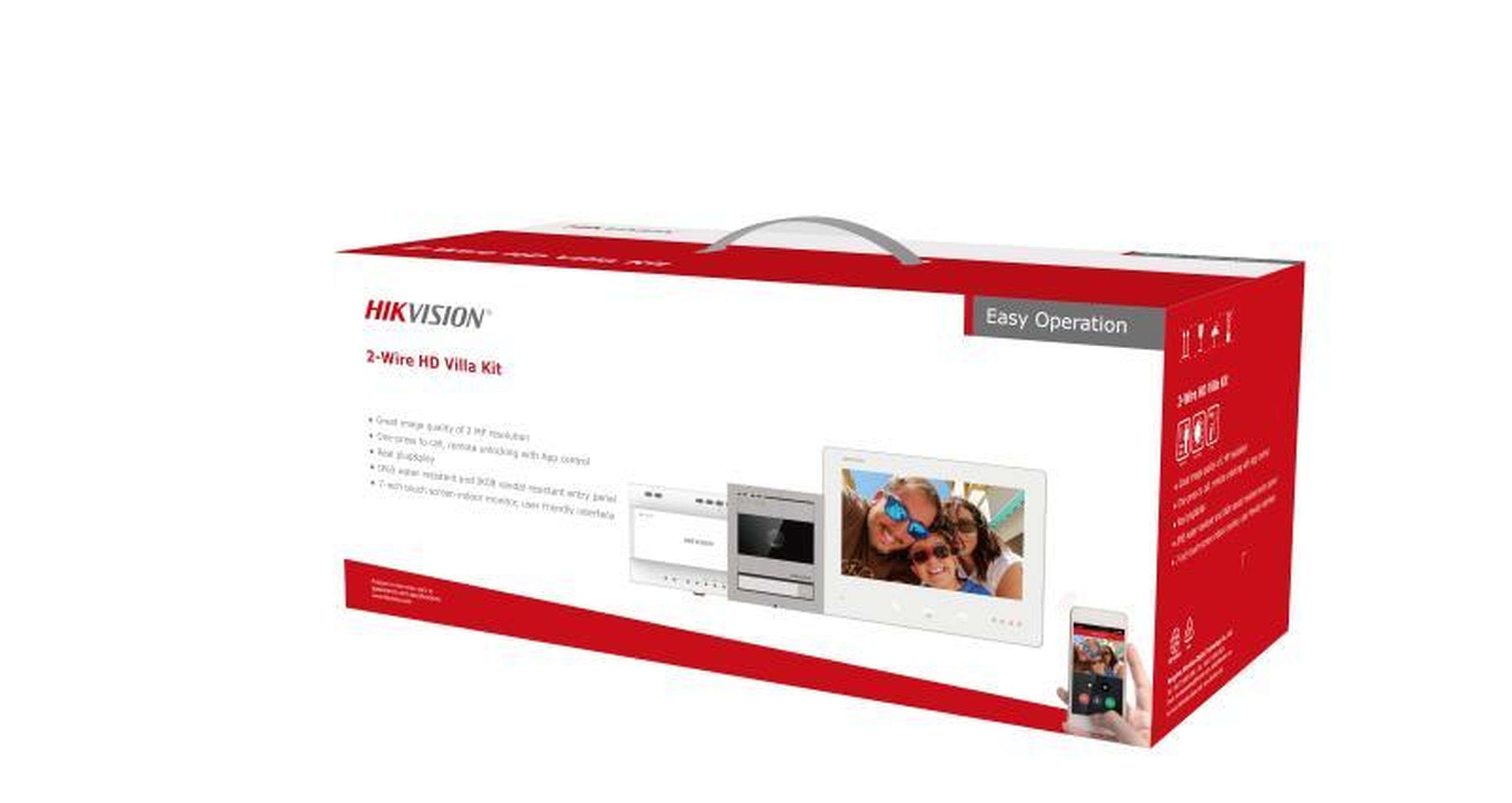 Hikvision - DS-KIS704EY/FRANCE SAS Kit d'interphonie vidéo 2 fils, Plug & Play, IP65, IK08