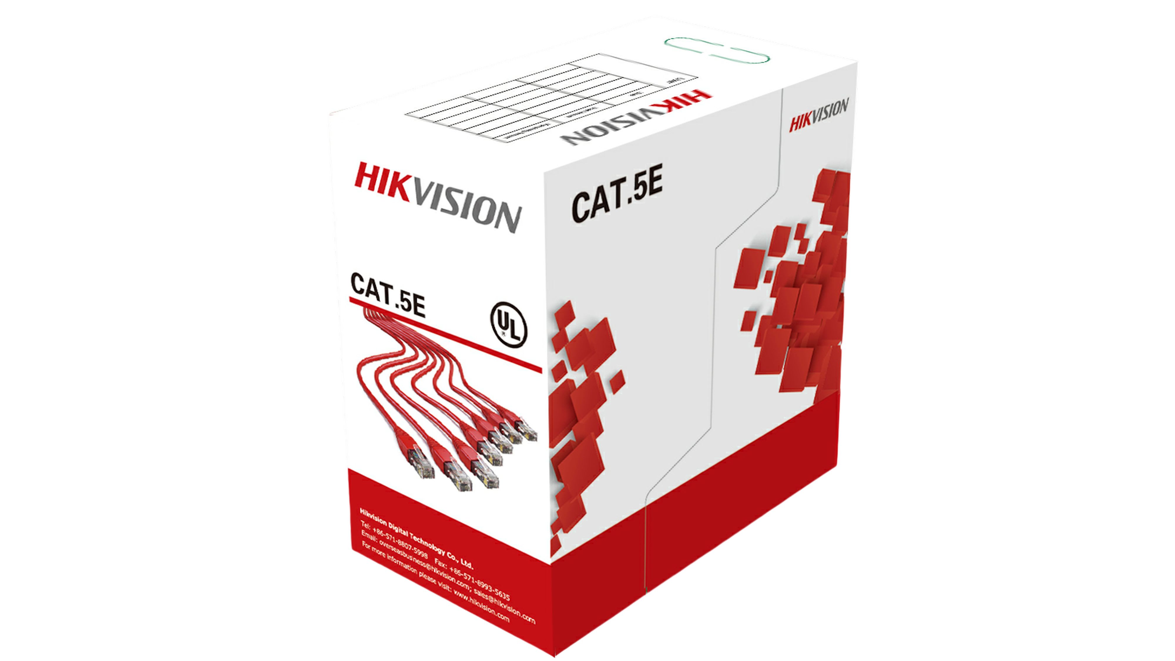Hikvision - DS-1LN5E-S Câble réseau CAT5E UTP 305m, cuivre solide, 0,5mm, CM, noir