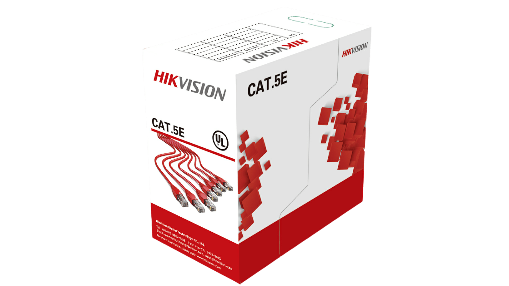 Hikvision - DS-1LN5E-S Câble réseau CAT5E UTP 305m, cuivre solide, 0,5mm, CM, noir