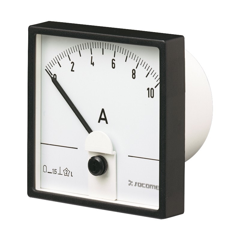 Socomec - Ampèremètre analogique R72C90-A 0-10A - Raccordement sur shunt 100mV