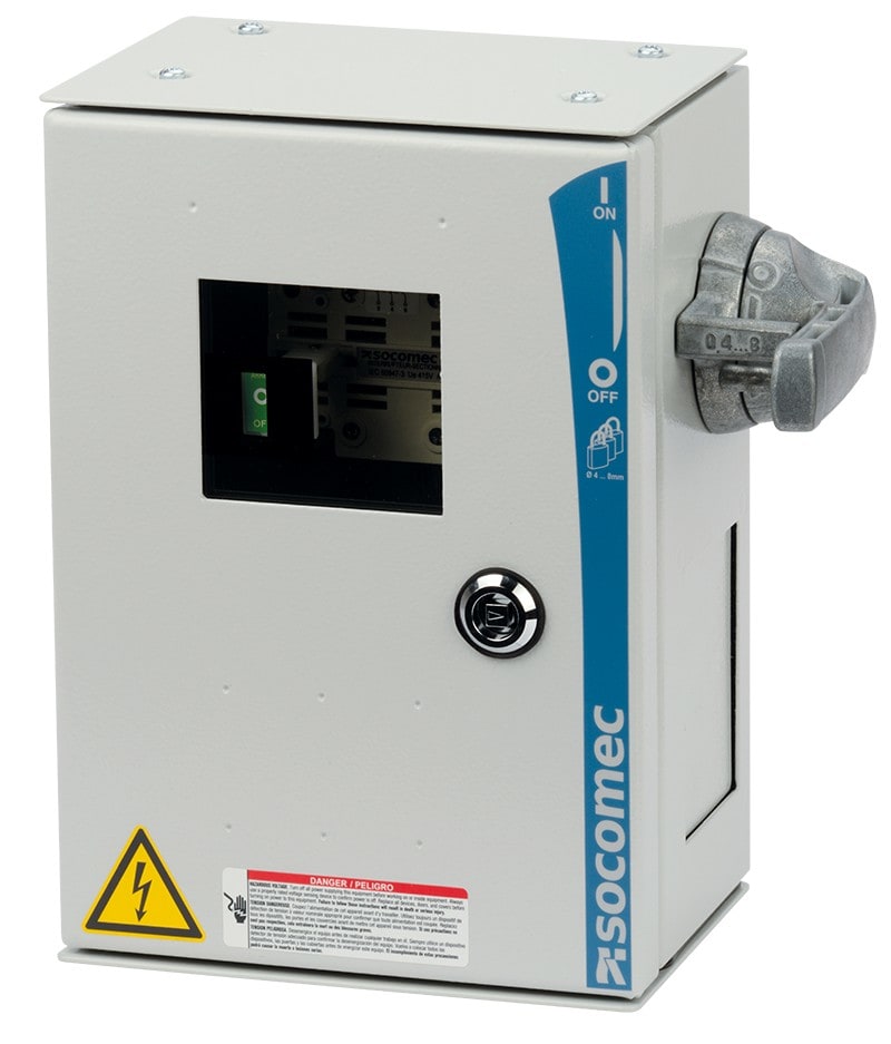 Socomec - Coffret de sécurité tôle 4P 1250A raccordement Bas/Bas poignée latérale