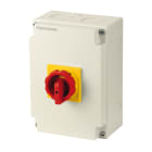Socomec - Interrupteur-sectionneur COMO 8P 63A sous coffret poignée jaune/rouge