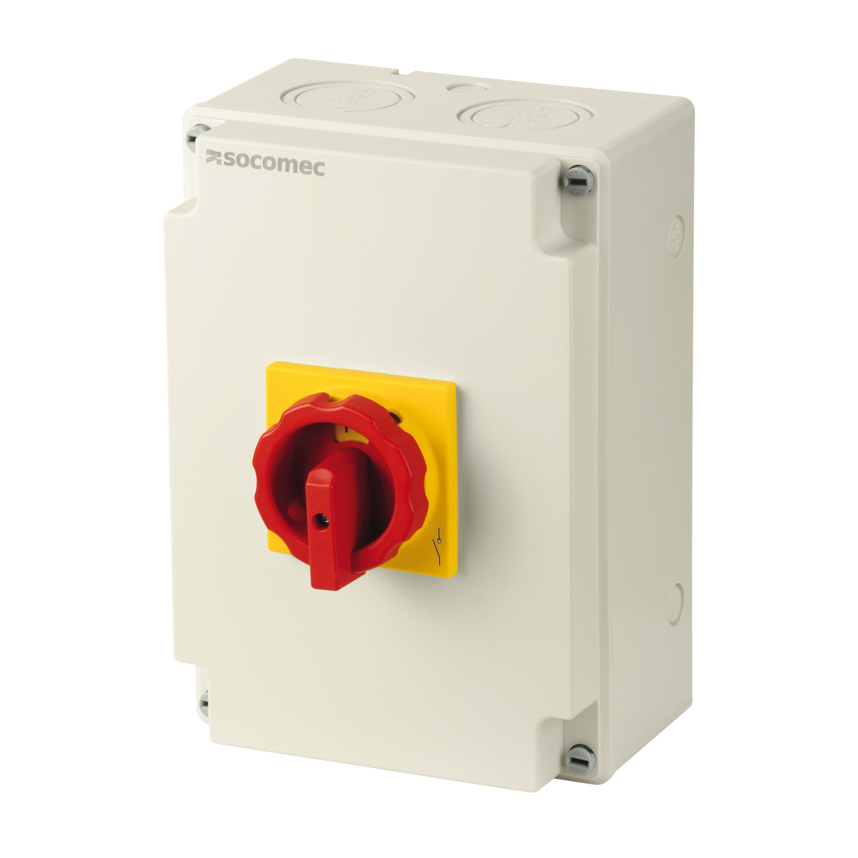 Socomec - Interrupteur-sectionneur COMO 3P 125A sous coffret poignée jaune/rouge