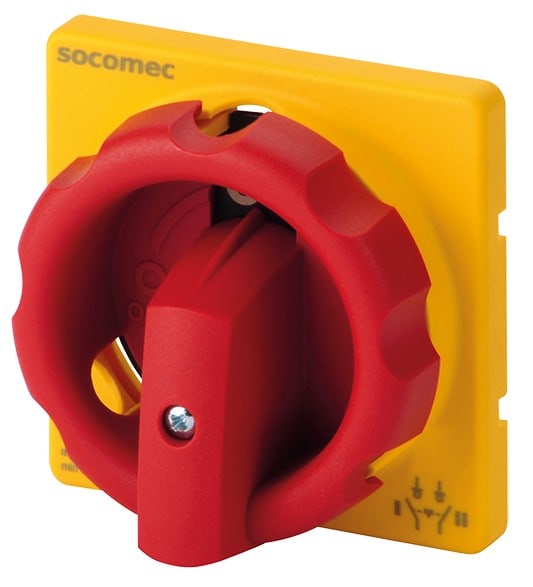Socomec - Poignée de cde directe cadenassable Rouge & Jaune à fixation rapide pour COMO CS