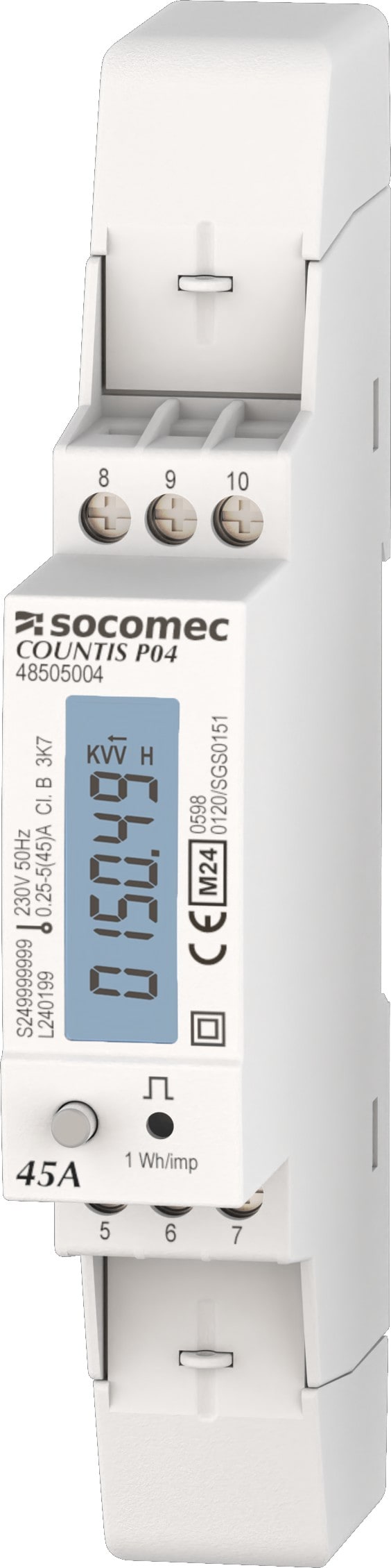 Socomec - Compteur d'énergie monophasé MID, jusqu'à 45A via connexion directe, MBUS
