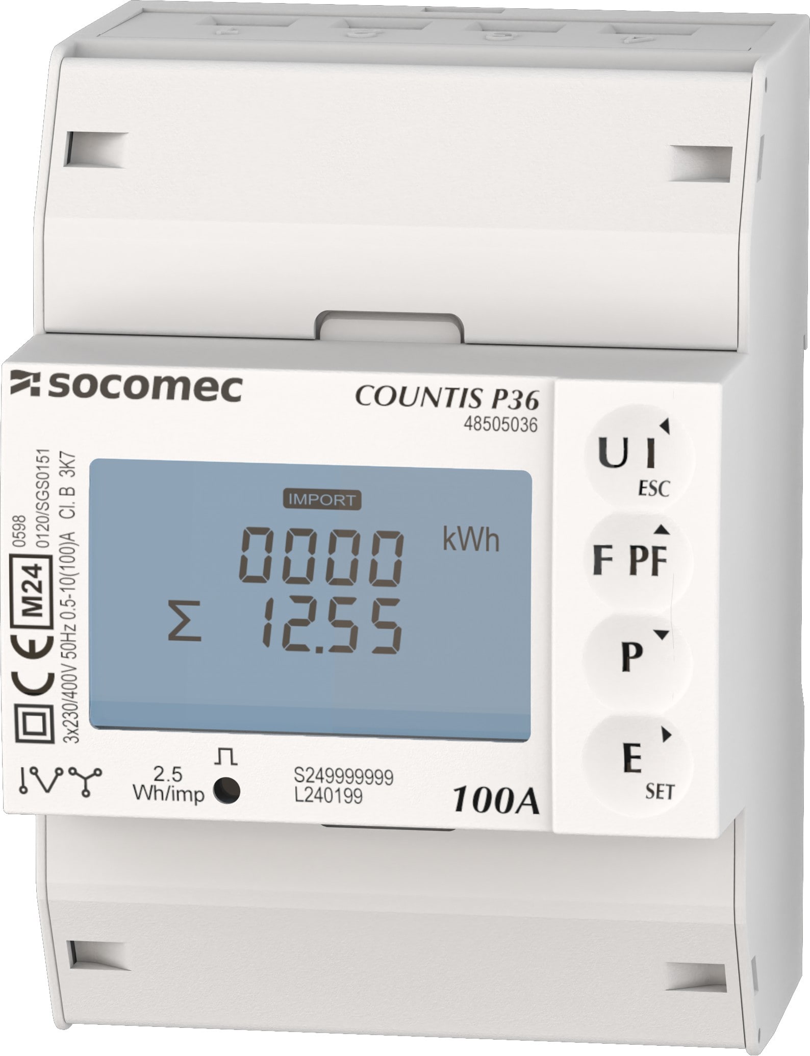 Socomec - Compteur d'énergie triphasé MID, jusqu'à 100A via connexion directe, MBUS