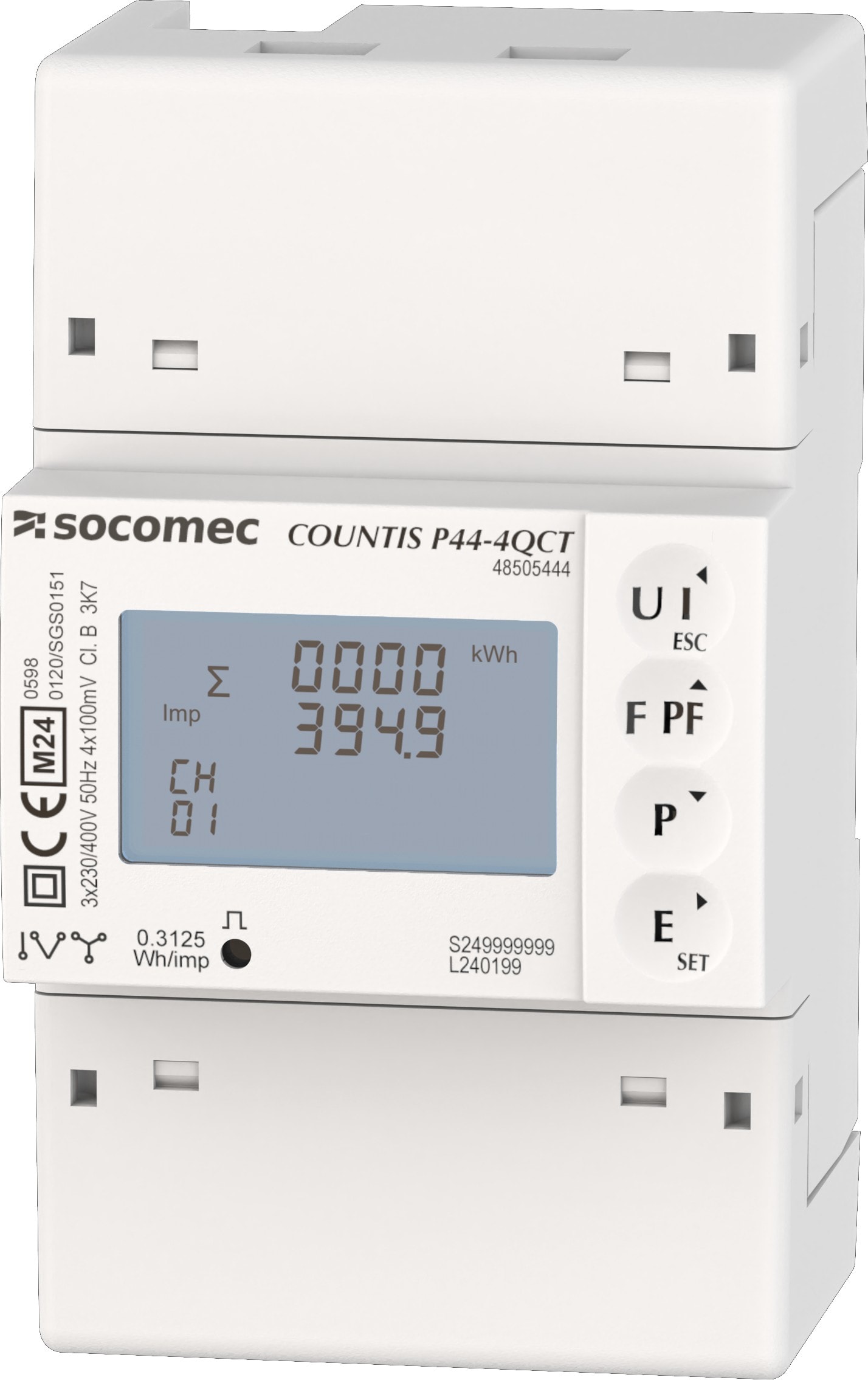 Socomec - Compteur d'énergie triphasé MID, connexion RJ12 à 4 QCT-C-xx, MODBUS