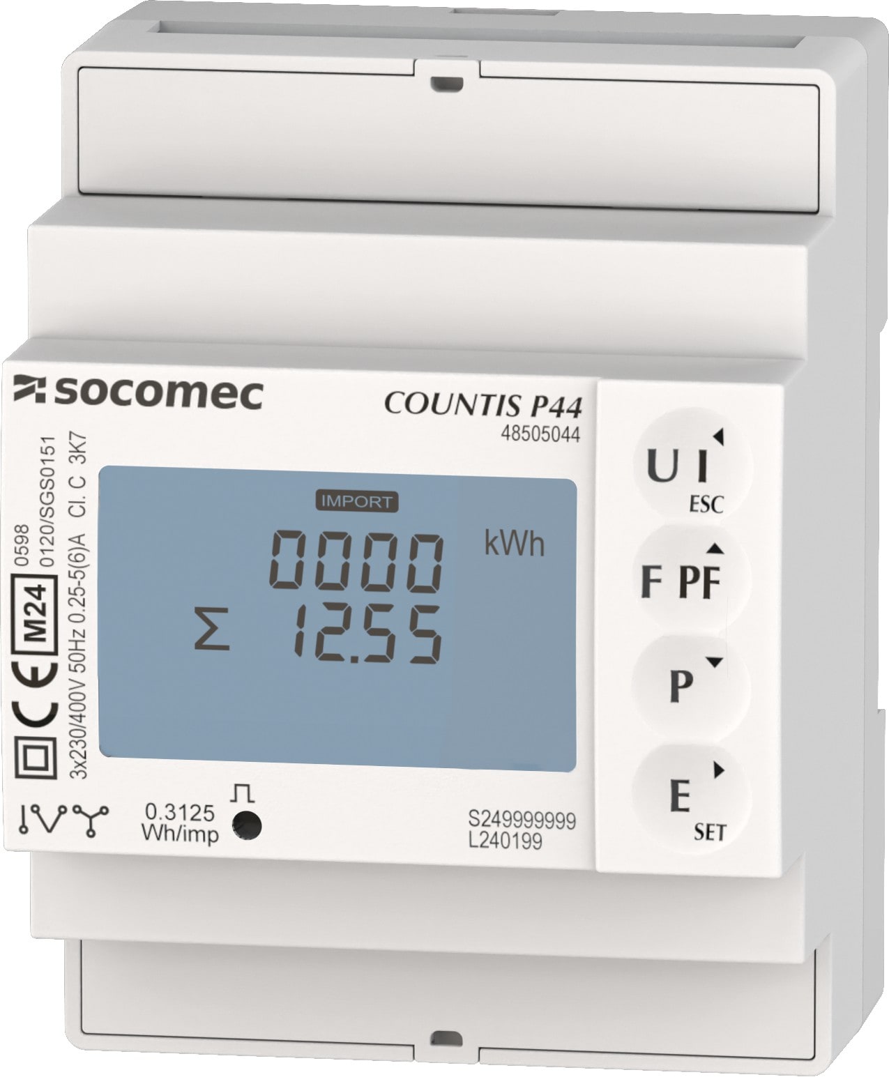 Socomec - Compteur d'énergie triphasé MID, CT 1/5A, protocole MODBUS