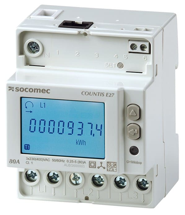 Socomec - Compteur d?énergie 3P MID, direct 80A double-tarif avec com. Ethernet MODBUS TCP