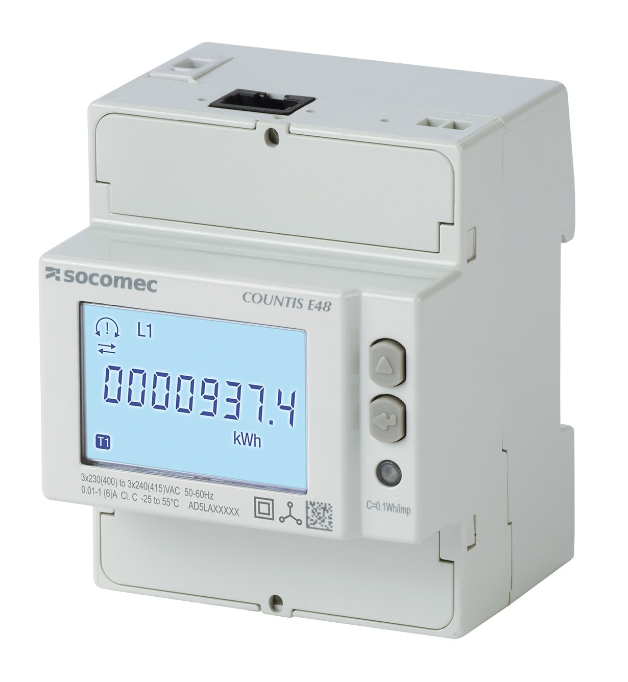 Socomec - Compteur d?énergie 3P MID, via CT 1/5A 4 tarifs avec comm. Ethernet MODBUS TCP