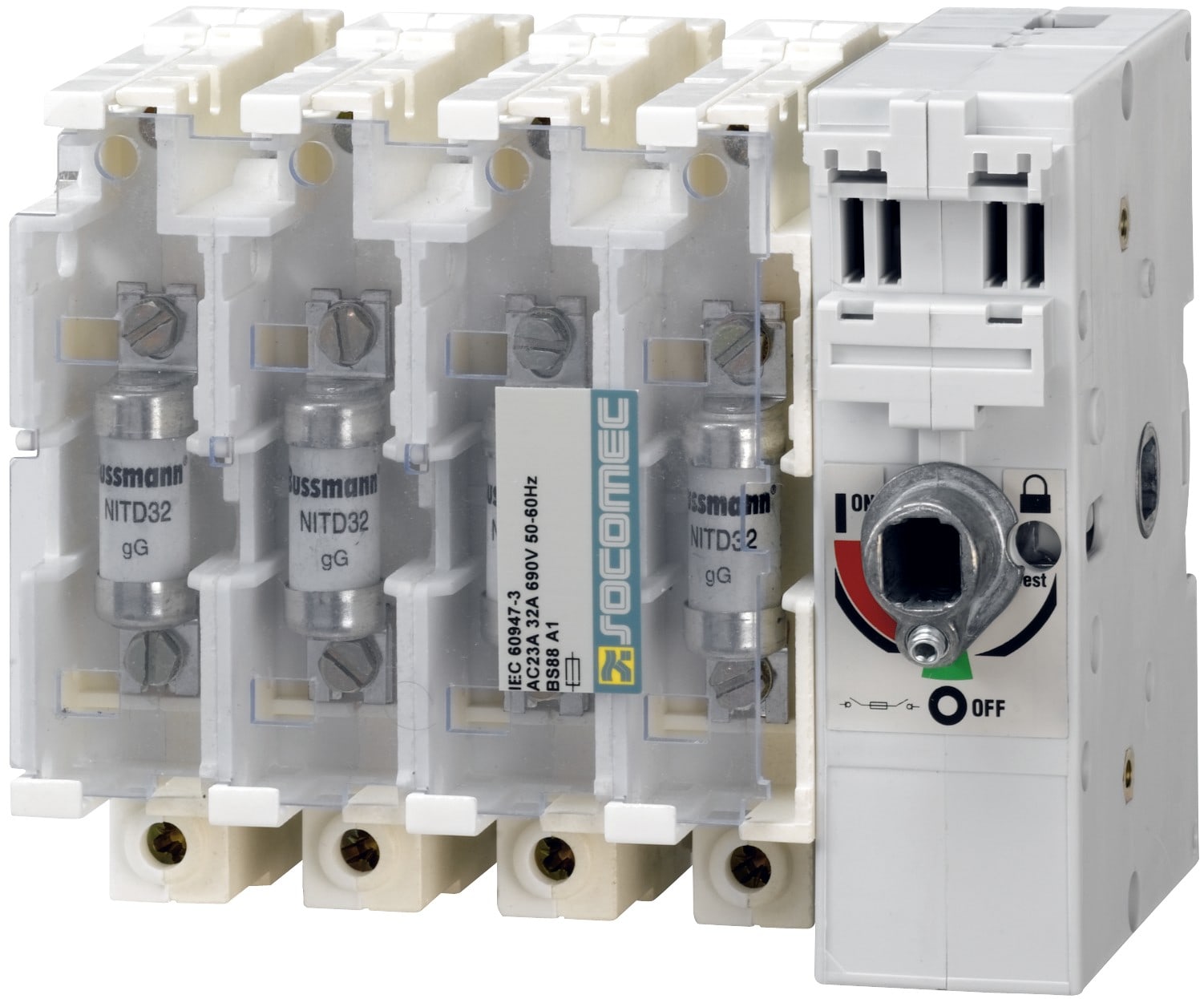 Socomec - Inter-section-fusible FUSERBLOC-Fusible CDE F/L D Ext&Dir 125A-4P-NFC 22x58