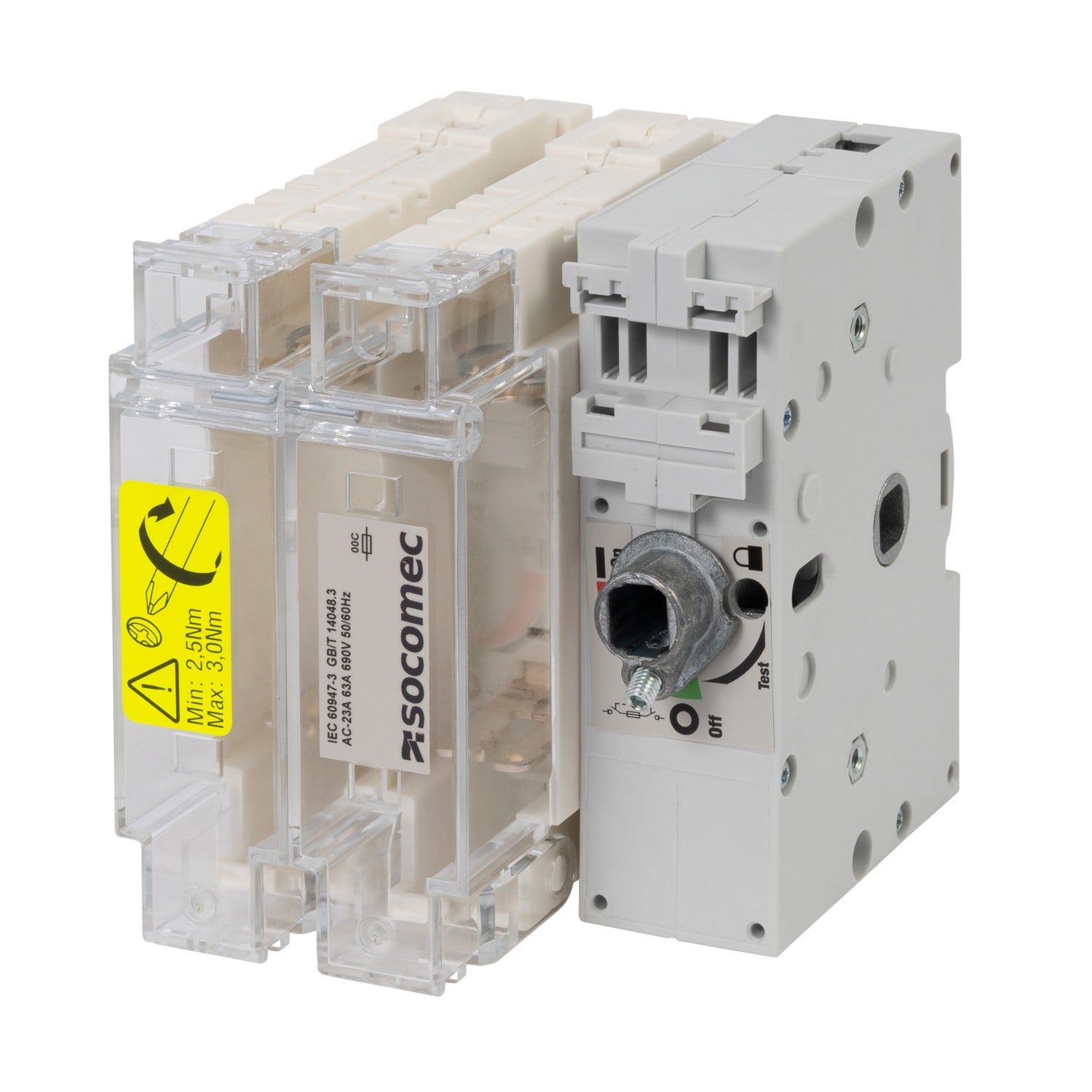 Socomec - Inter-section-fusible FUSERBLOC-Fusible CDE F/L D Ext&Dir 63A-2P-DIN S0