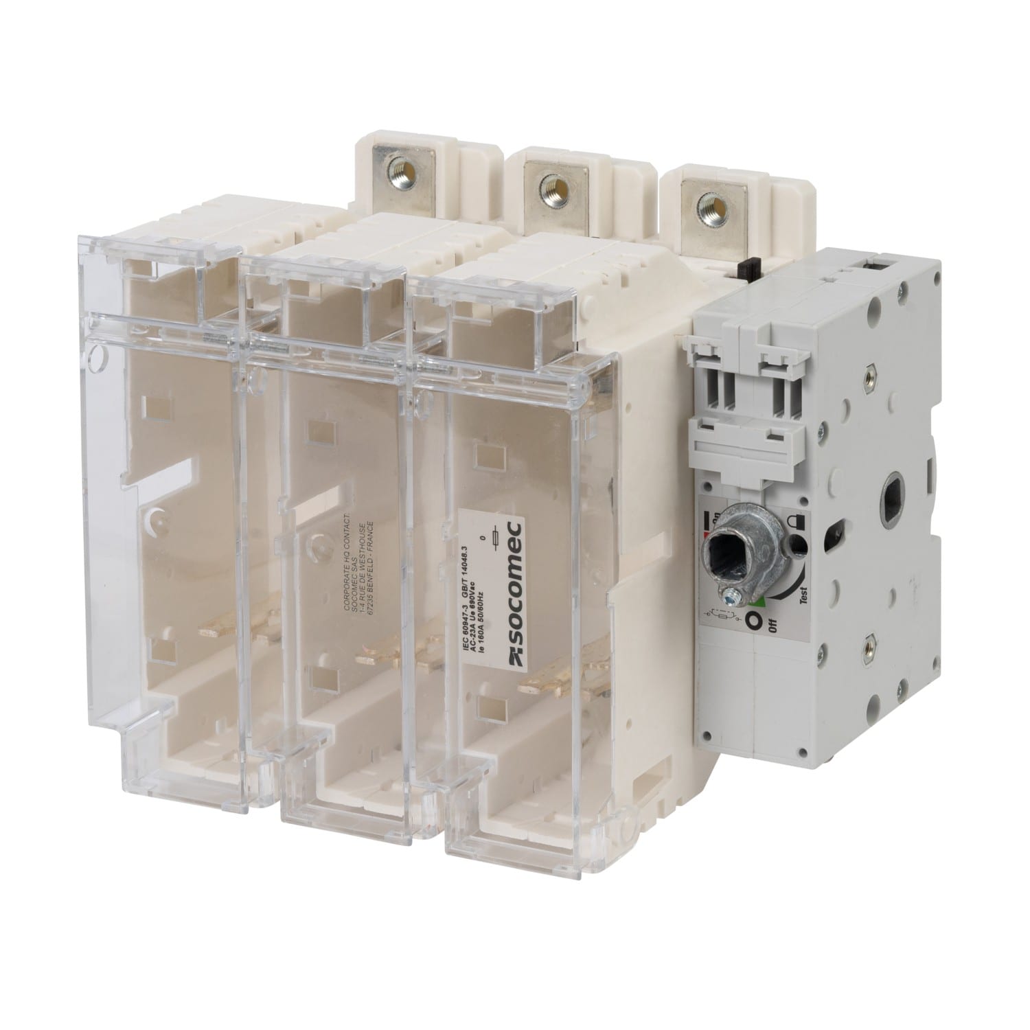 Socomec - Inter-section-fusible FUSERBLOC-Fusible CDE F/L D Ext&Dir 160A-3P-DIN S0