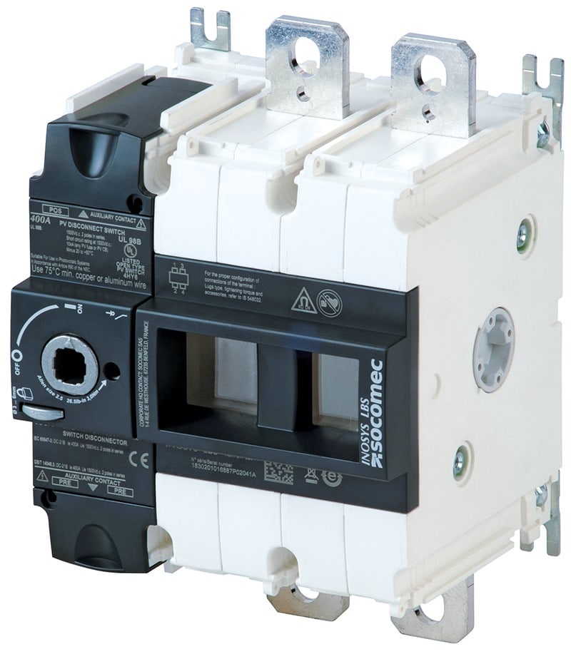 Socomec - Interrupteur-sectionneur INOSYS LBS DC manuel IEC 400A 2P 1000VDC F3
