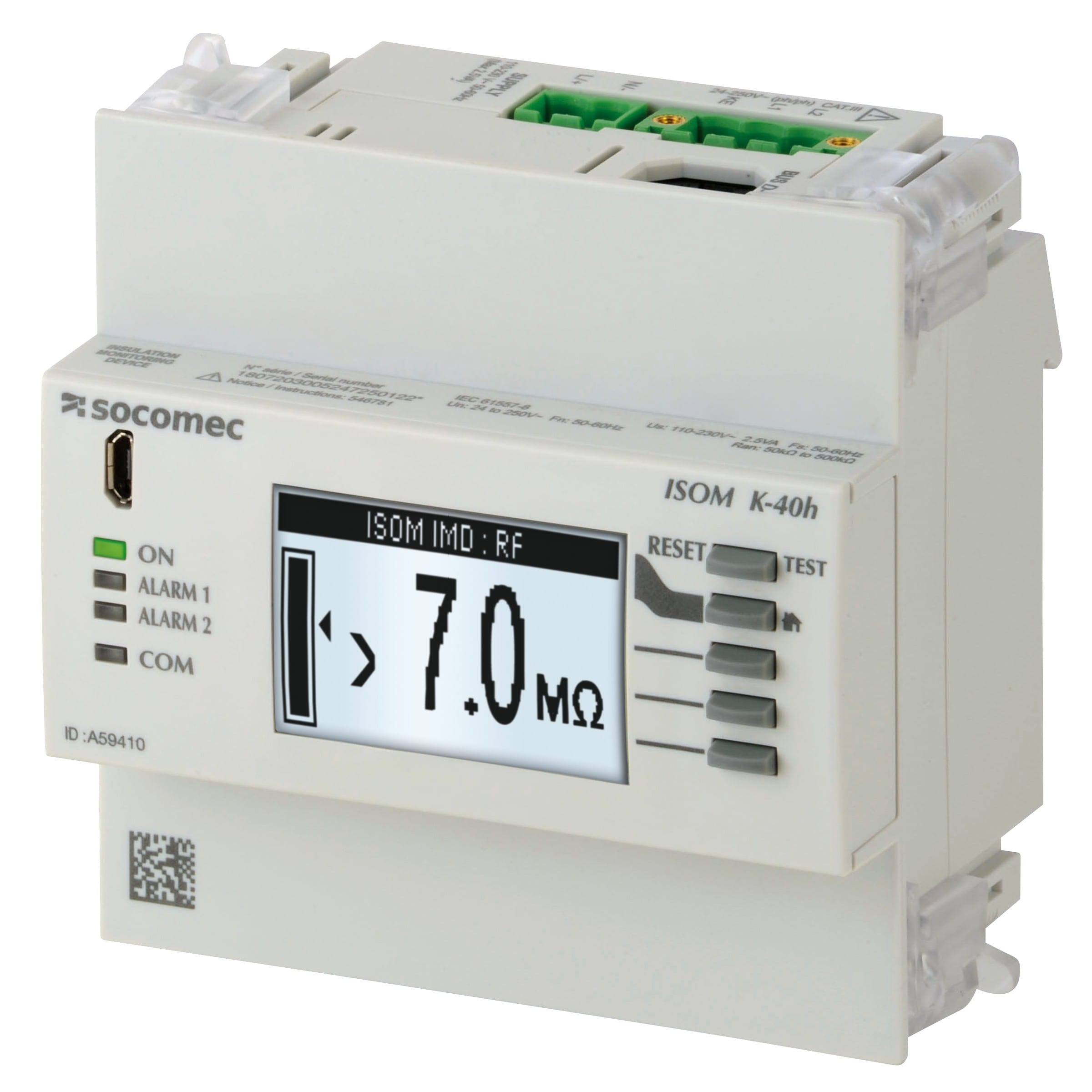 Socomec - Contrôleur Permanent d'Isolement ISOM K-40h, pour locaux à usage médical