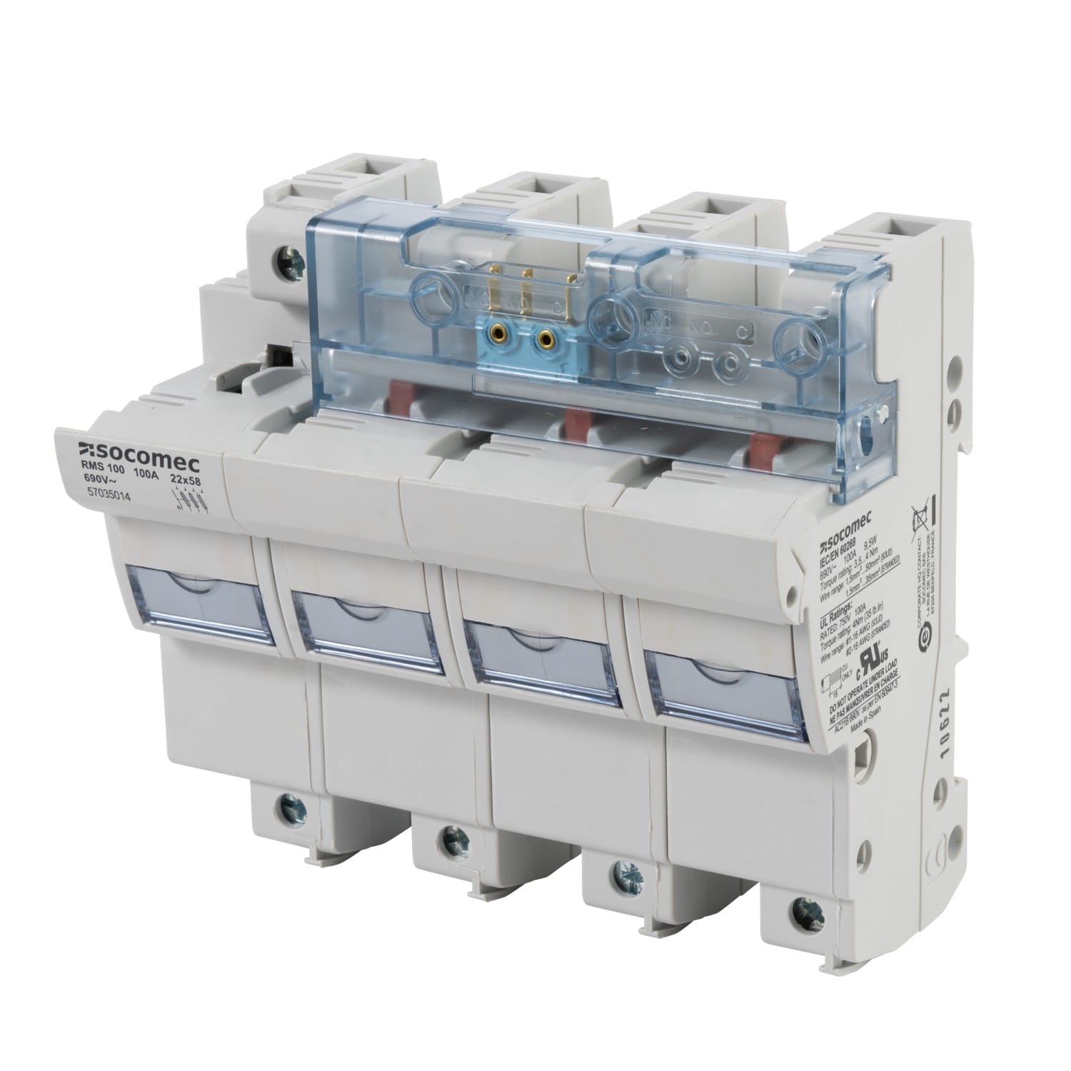 Socomec - Sectionneur-fusible RMS100 commande frontale 22x58 3P+neutre 125A