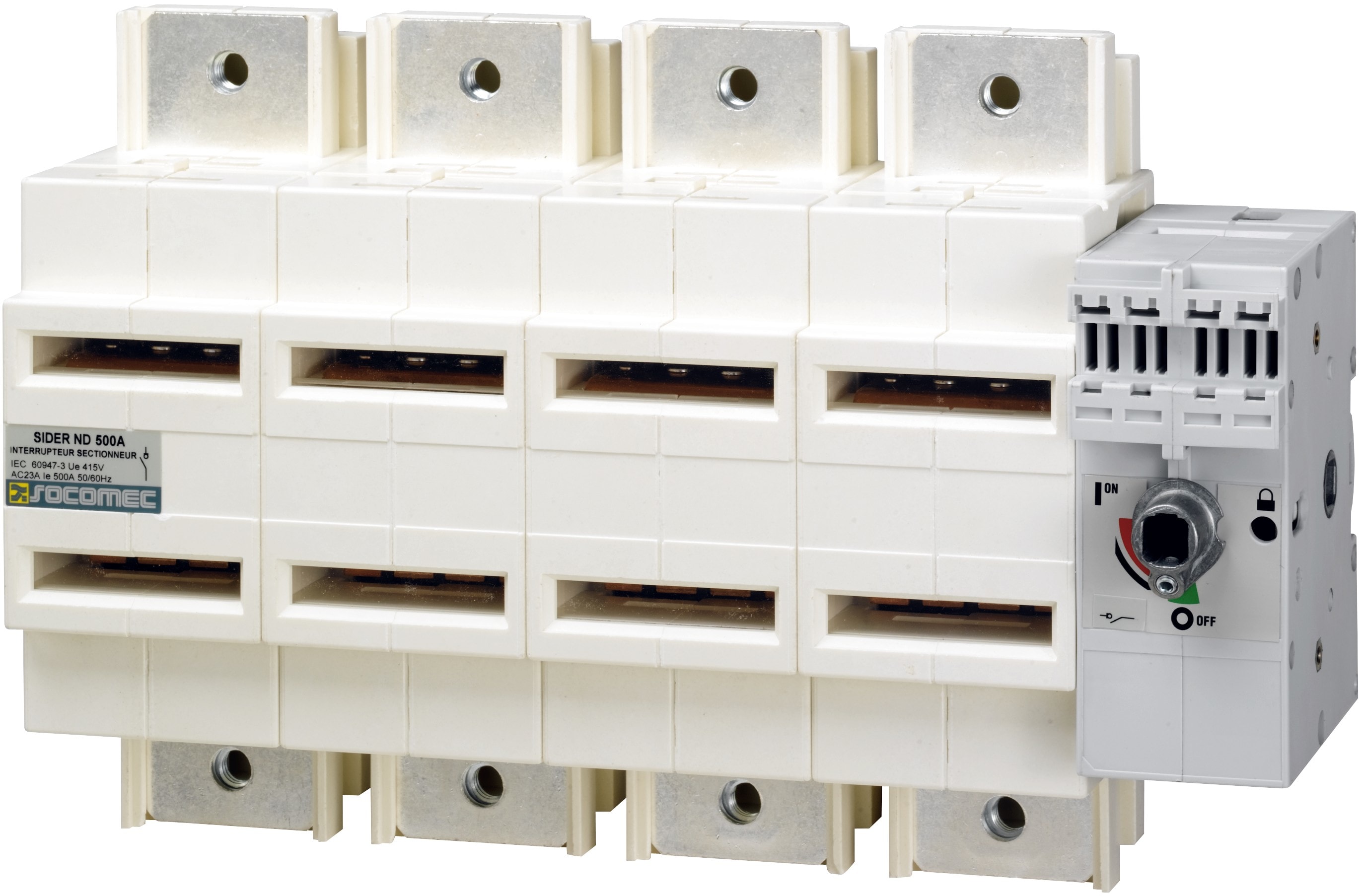 Socomec - Interrupteur-sectionneur AC à coupure visible SIDER 4P 400A commande lat. droite