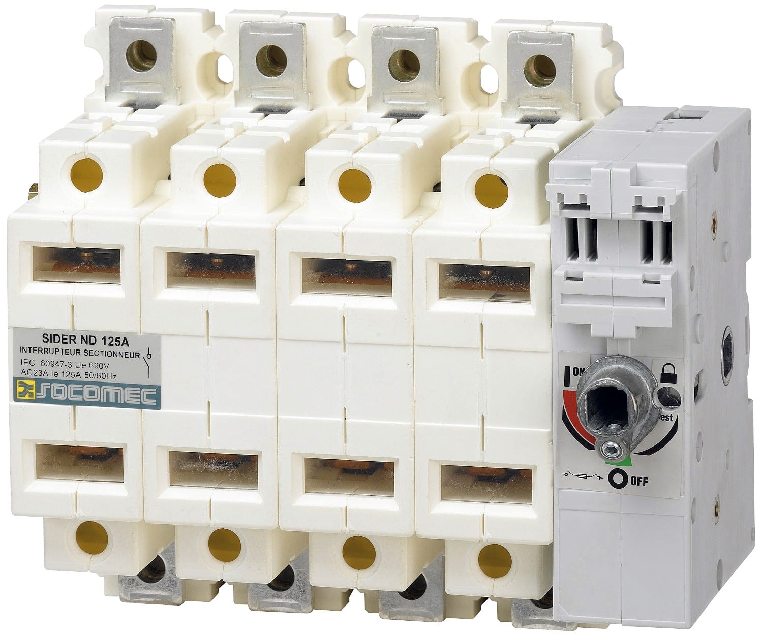 Socomec - Interrupteur-sectionneur AC à coupure visible SIDER 3P 125A commande lat. droite