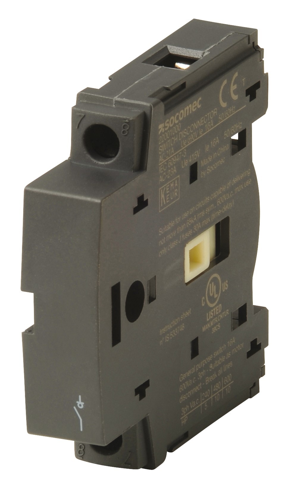 Socomec - 1 pôle additionnel principal (4ème pôle) pour SIRCO M1 16A