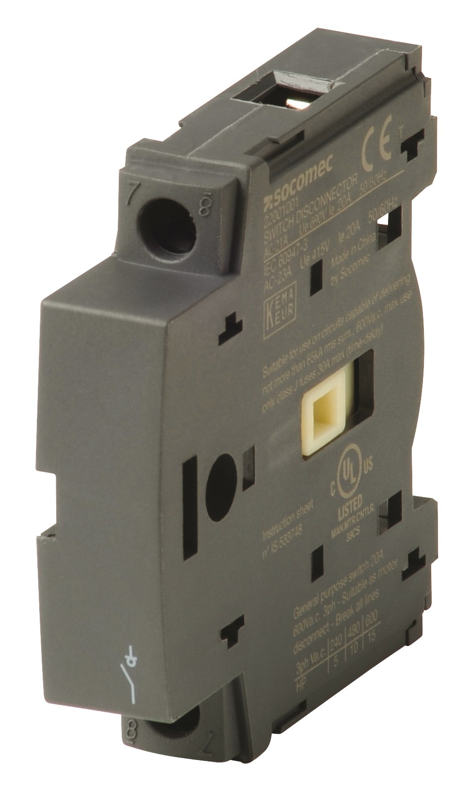Socomec - 1 pôle additionnel principal (4ème pôle) pour SIRCO M1 20A