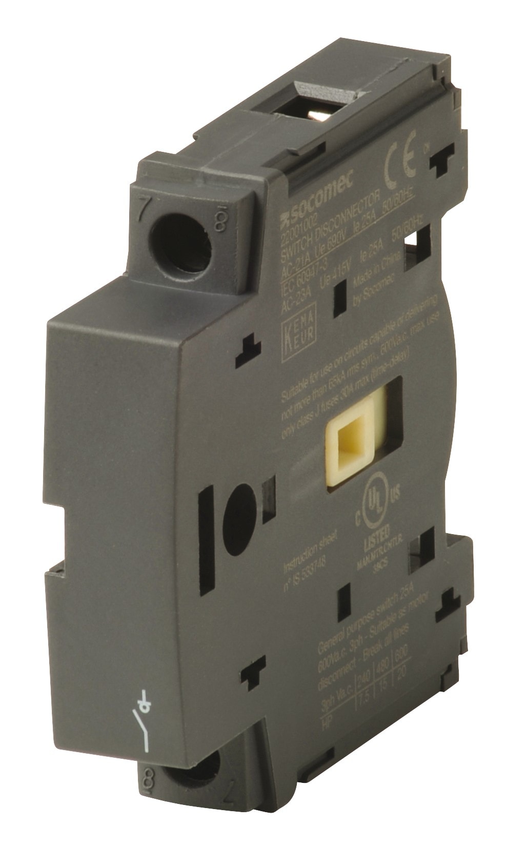 Socomec - 1 pôle additionnel principal (4ème pôle) pour  SIRCO M1 25A