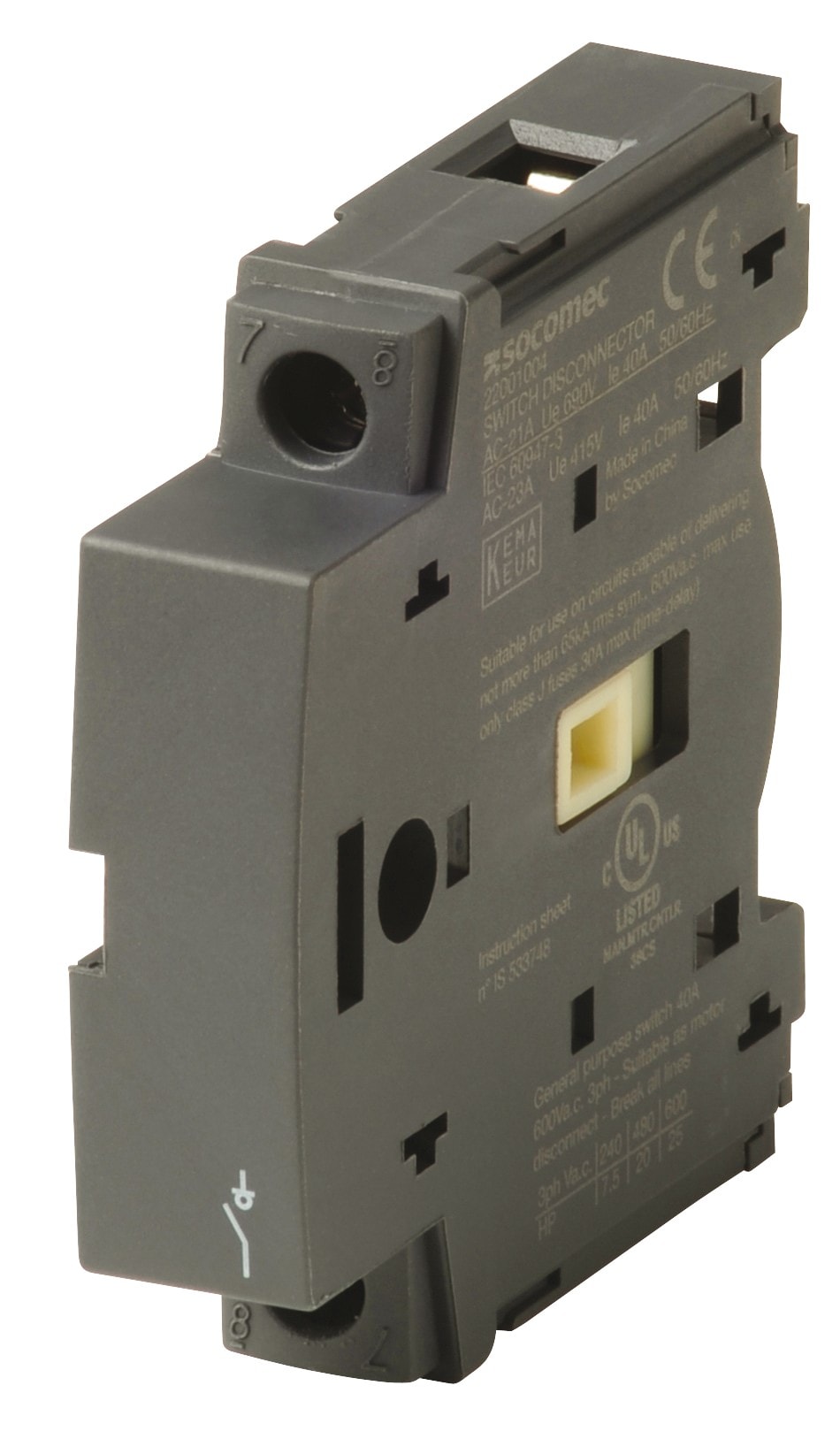 Socomec - 1 pôle additionnel principal (4ème pôle) pour SIRCO M1 40A