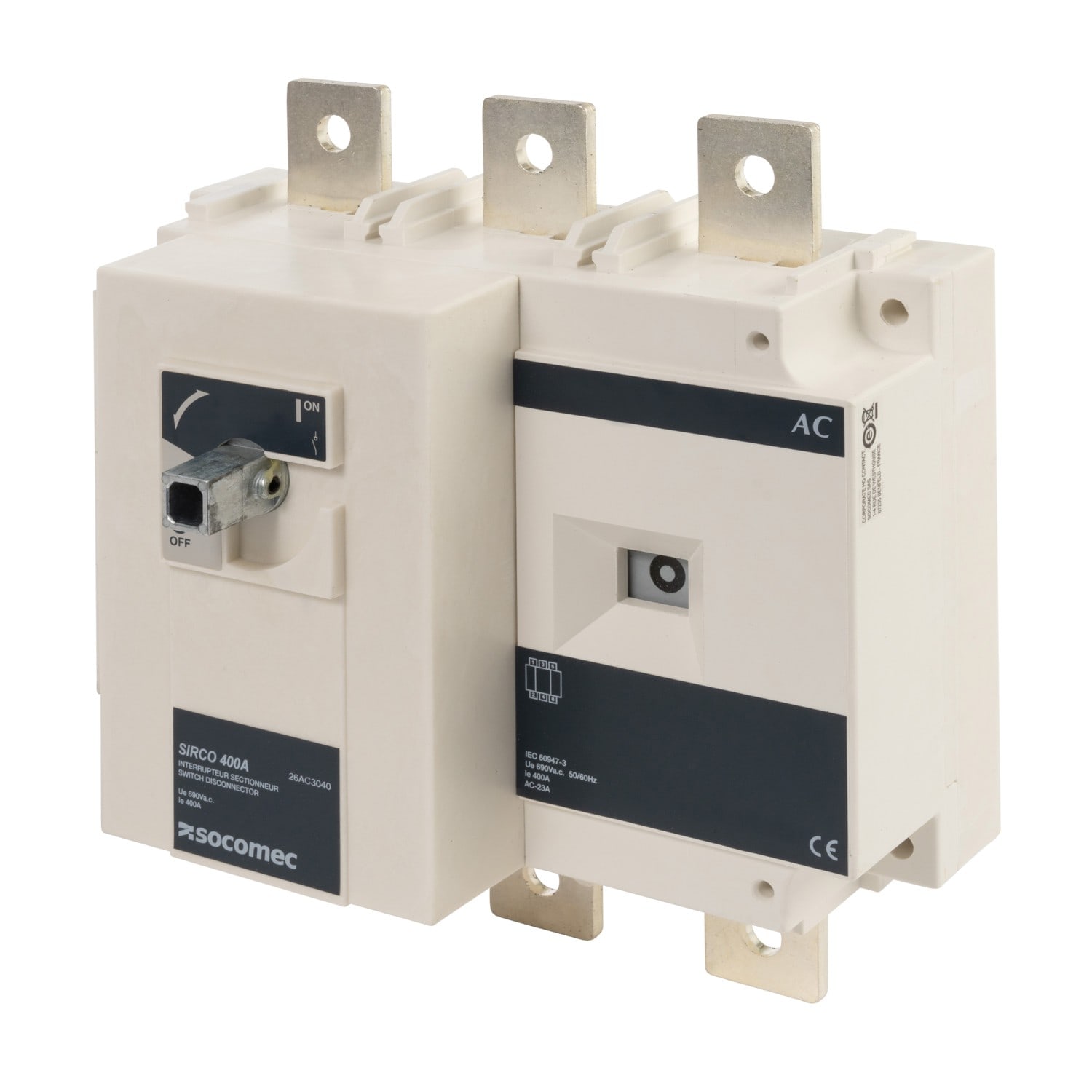 Socomec - Interrupteur-sectionneur SIRCO AC 690VAC 3P 400A sans poignée