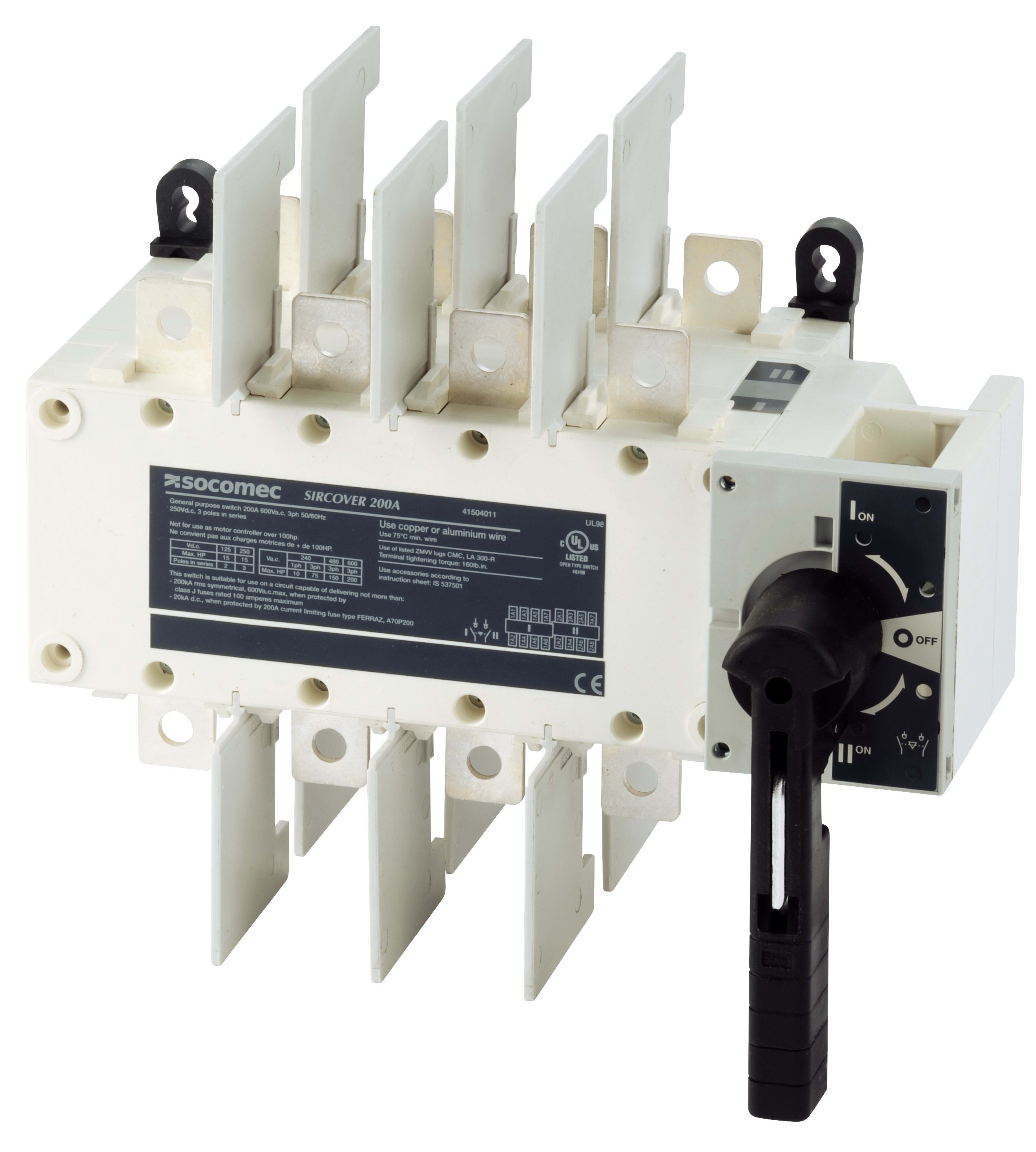 Socomec - Inverseur de sources à commande manuelle SIRCOVER UL1008 4P 200A