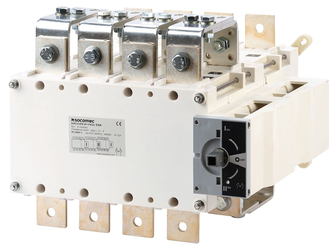 Socomec - Inverseur de sources commande manuelle SIRCOVER BY PASS 4+8P 800A comm. front.