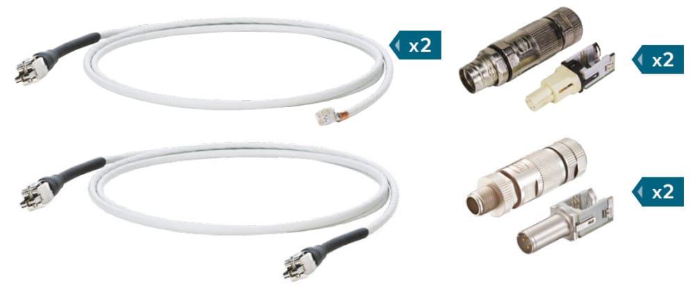 Softing - M12 D-coded Cable Kit, (Livré sans adaptateurs WireXpert E2E) se compose de 1x W