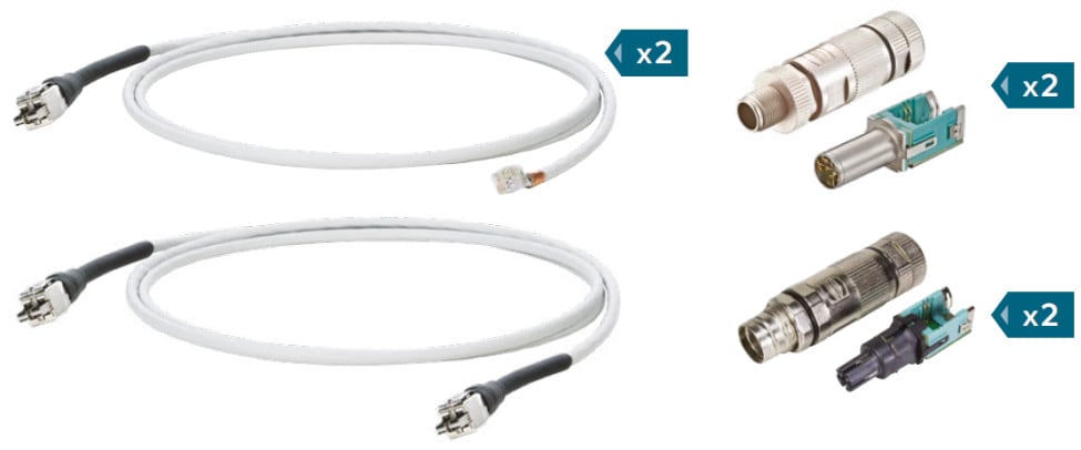Softing - M12 X-coded Cable Kit, (Livré sans adaptateurs WireXpert E2E) se compose de 1x c