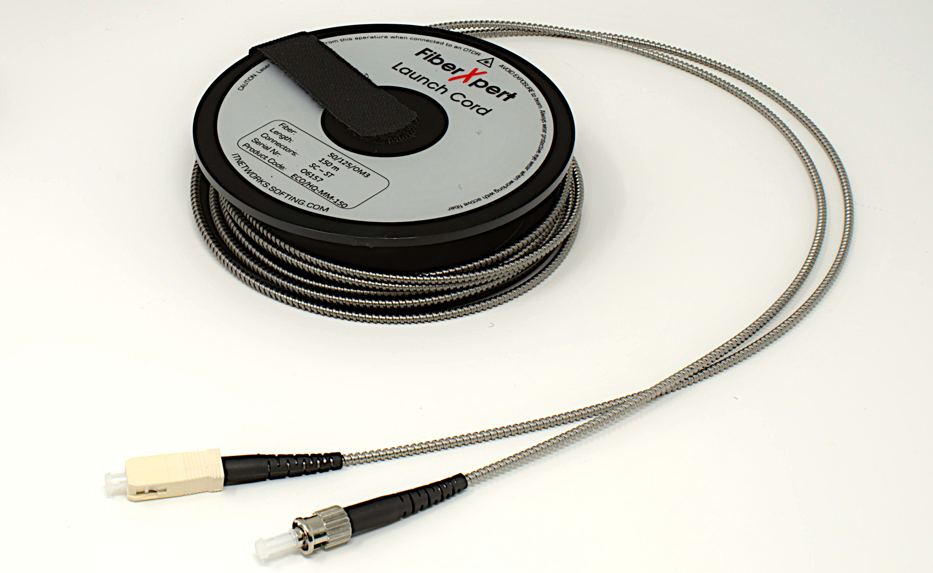 Softing - Bobine de lancementHD Acier Blindé Multimode ST 150m, Connecteur SC/ST, fibre OM