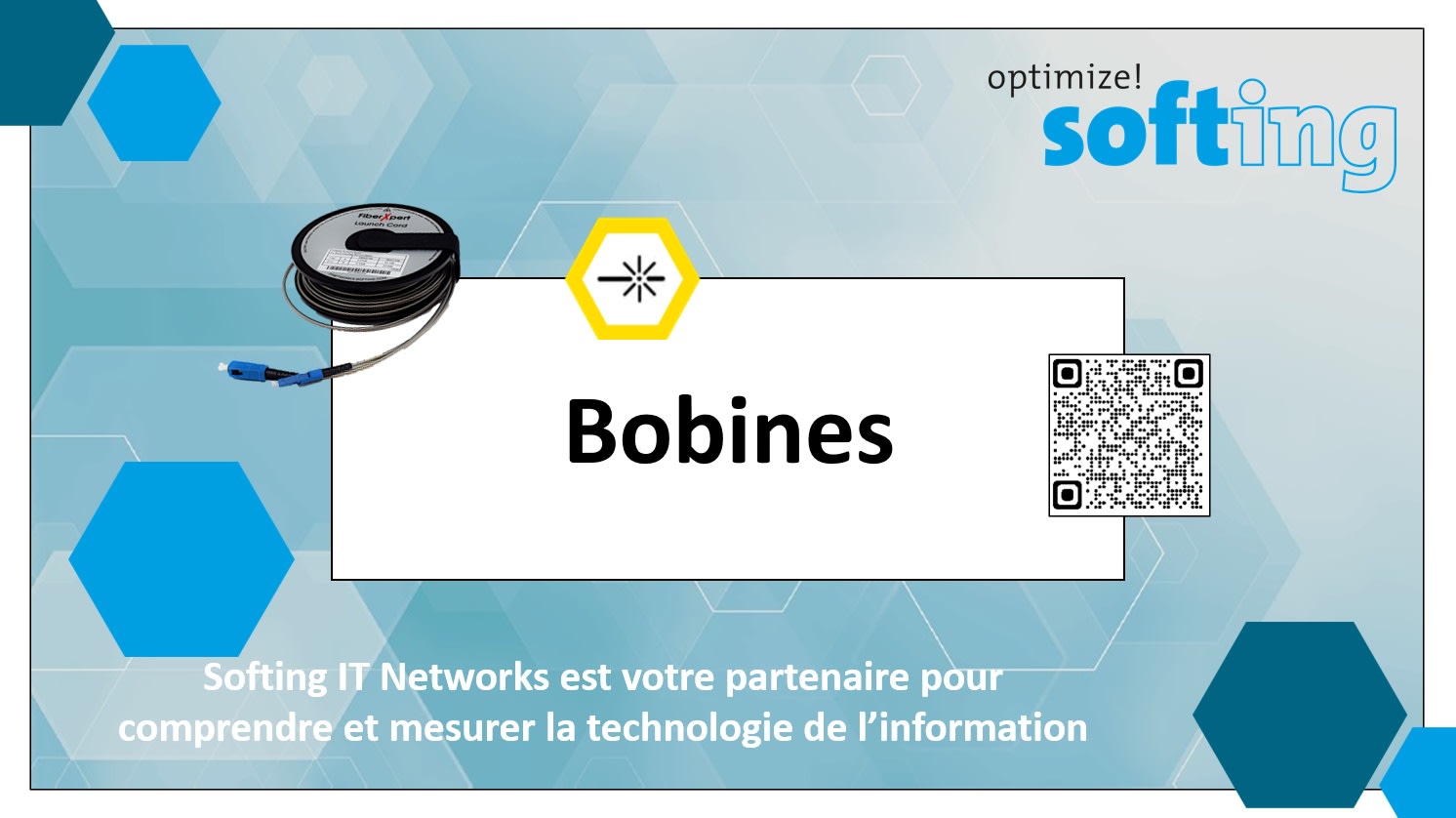 Softing - Bobine de lancement fibre HD blindés en acier monomode SM LC APC 500m, SC PC /LC