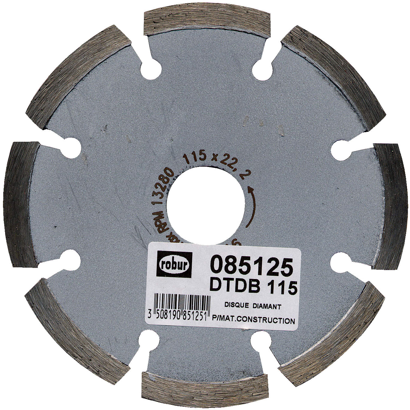 AGI Robur - Disque diamanté coupe à sec ou arrosage, pour béton et pierre. 150x2.2mm, 22,2mm