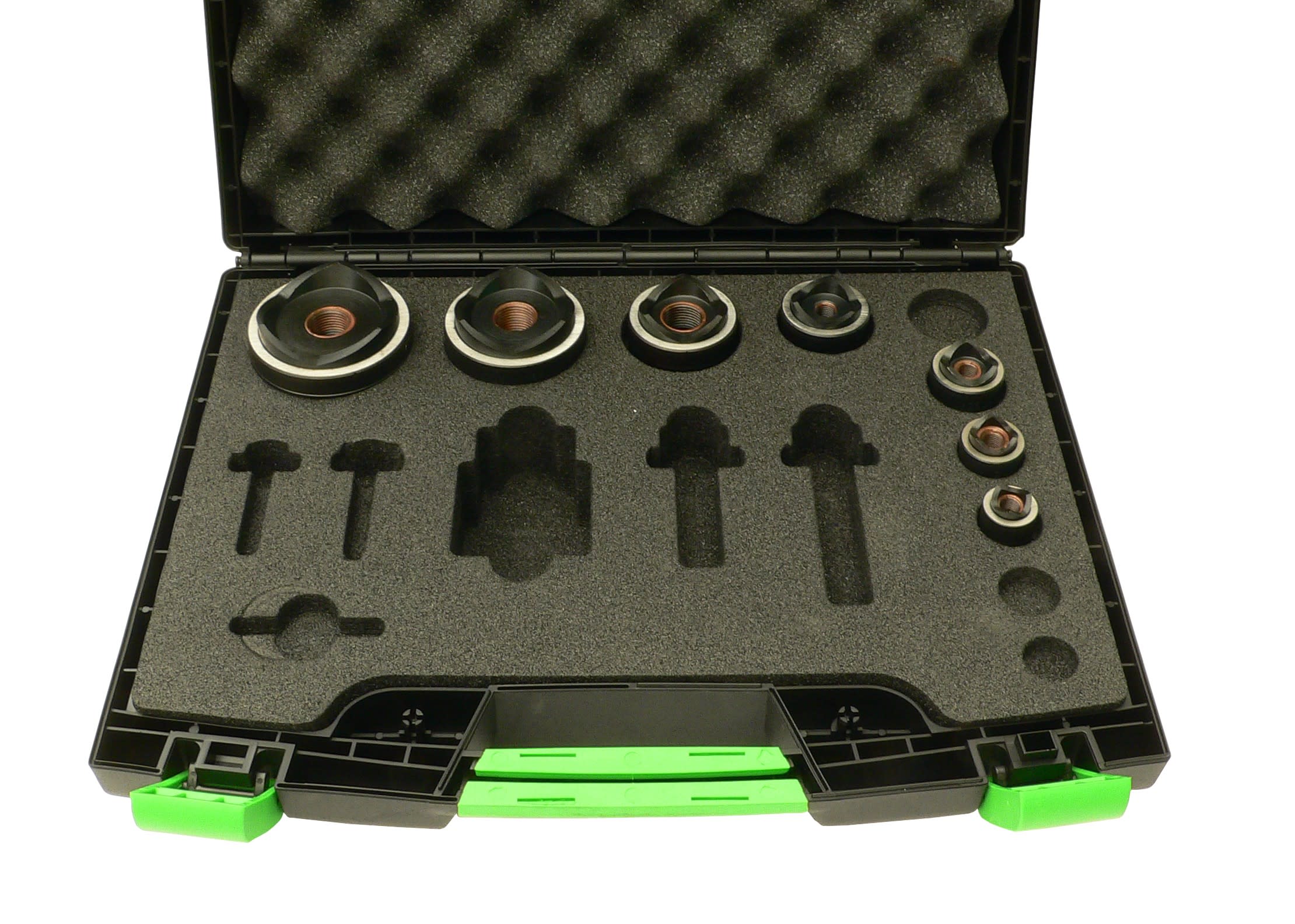 AGI Robur - Coffret 7 poinçons et matrices e-vo3, ISO 16 à 63, avec axes Polydiam et clé