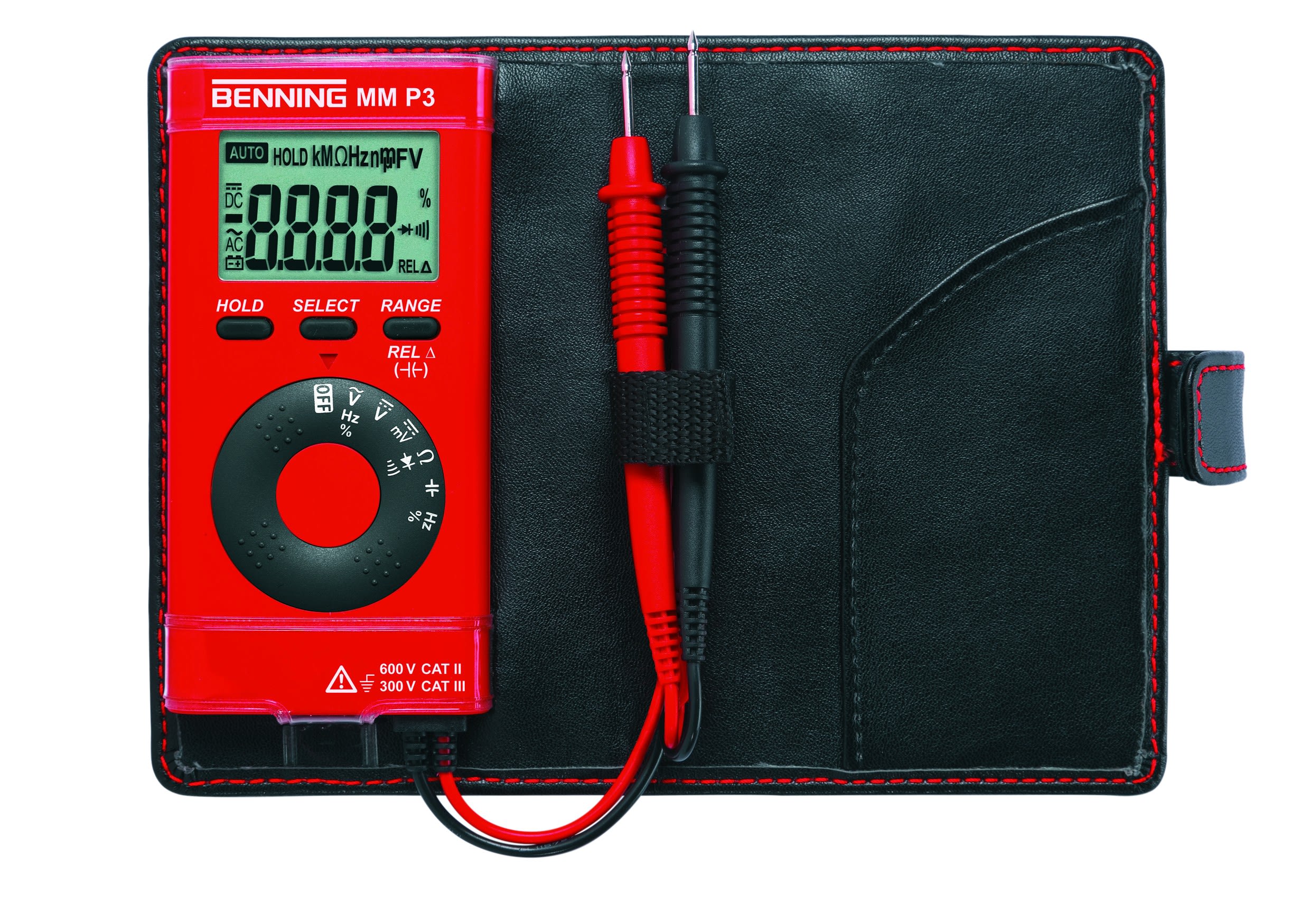 AGI Robur - Multimètre de poche Cat III 300V. 0,1mV-600V. Livré en étui simili cuir.