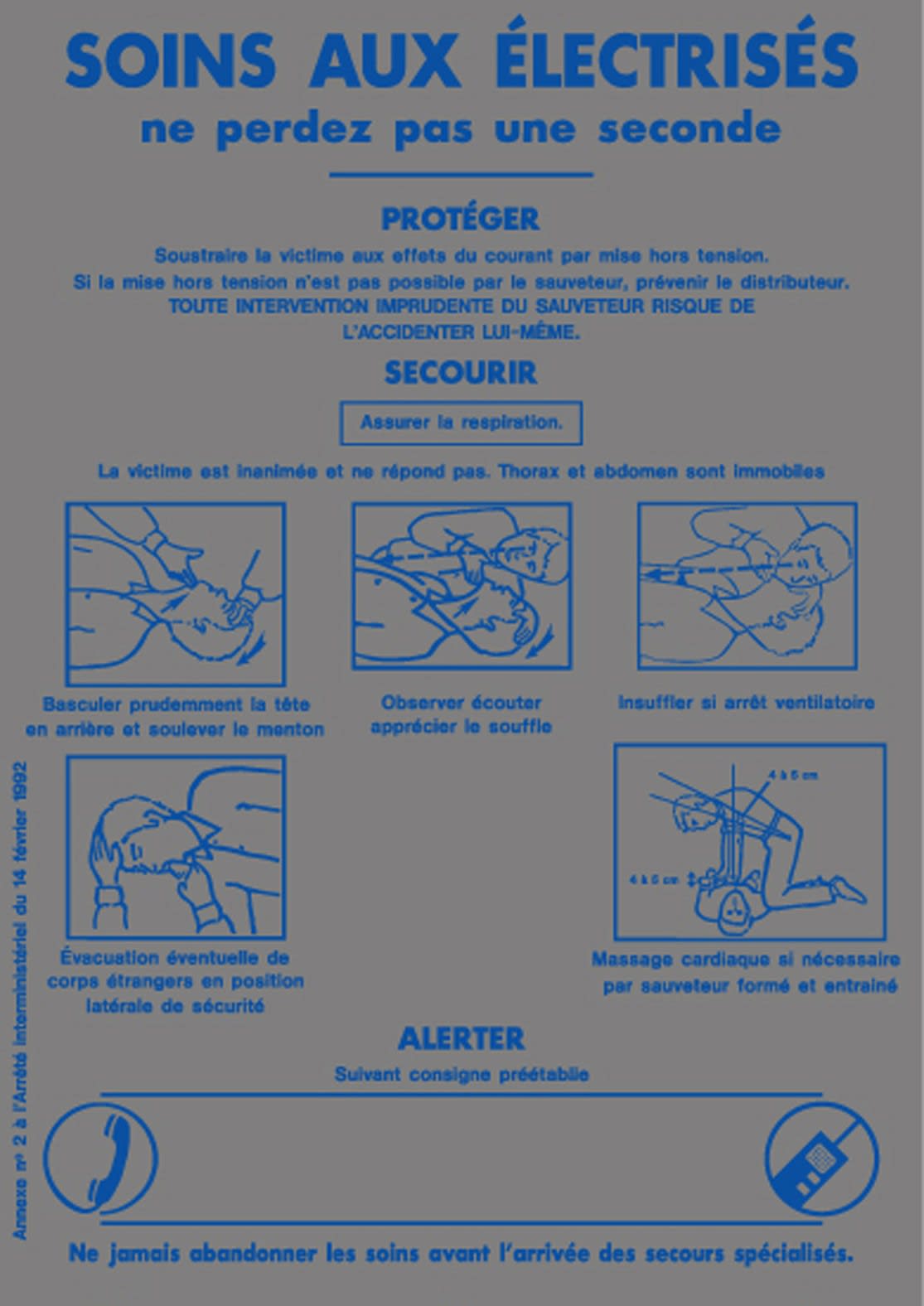 AGI Robur - Plaque aluminium ''Soins aux électrisés'' 210 x 297 x 0.8 mm
