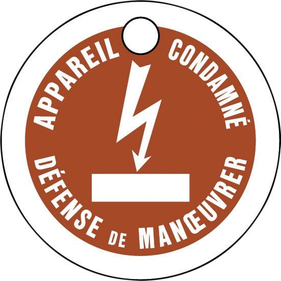 AGI Robur - Macaron de condamnation en PVC diam 80 mm. Trou de fixation diam 10 mm