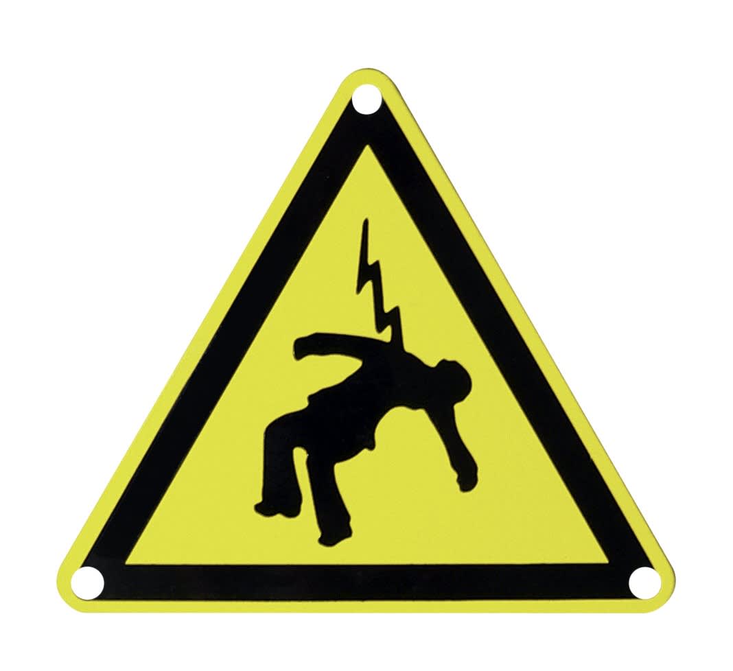 AGI Robur - Triangle aluminium ''Homme foudroyé'', 3 trous, anti UV, 100 x 100 x 1 mm