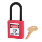 AGI Robur - Cadenas de consignation rouge, non conducteur, anse 6 mm clé unique