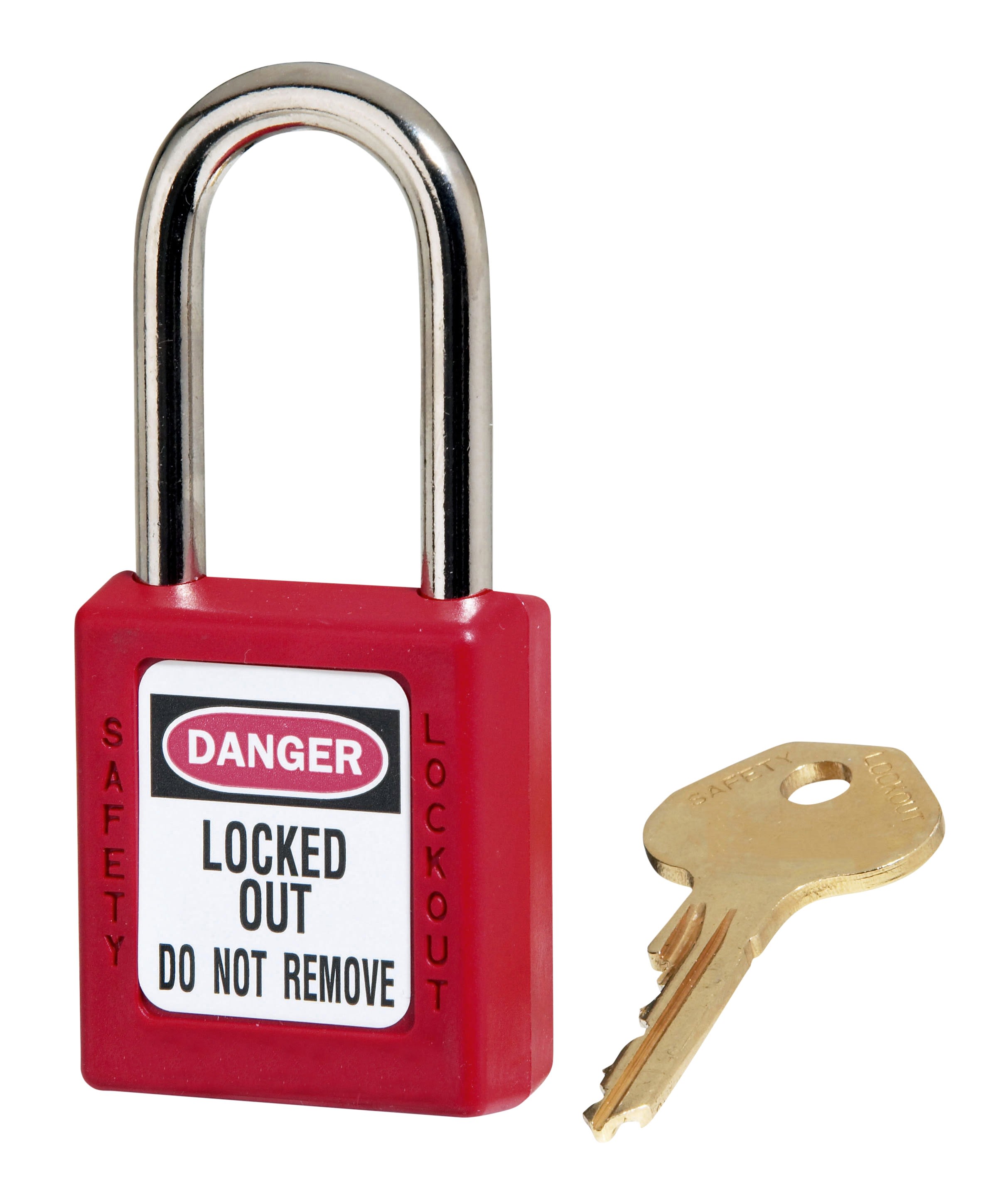 AGI Robur - Cadenas de consignation rouge, anse acier 4 mm et corps résine, clé unique