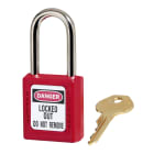 AGI Robur - Cadenas de consignation rouge, anse acier 4 mm et corps résine, clé unique