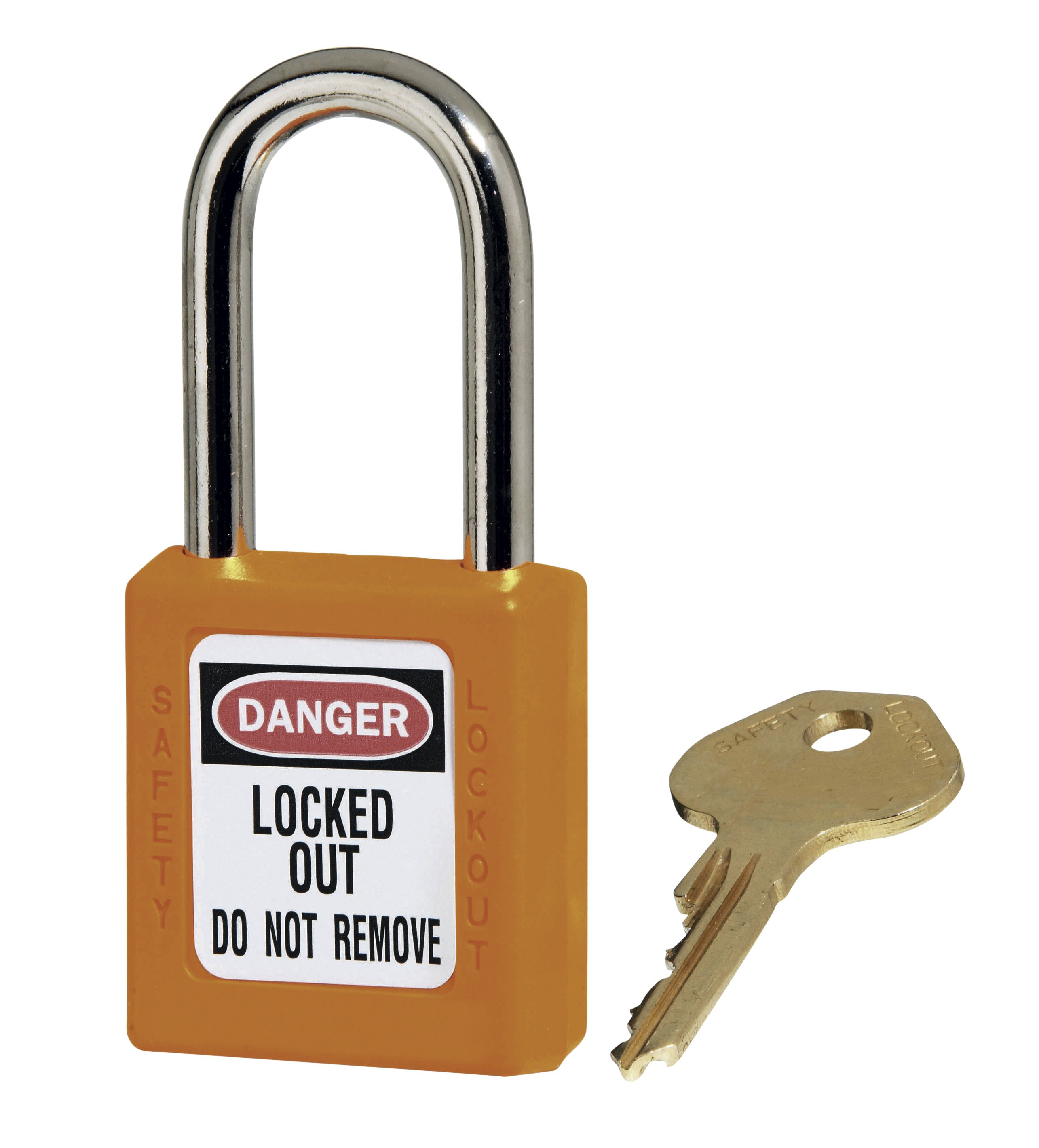 AGI Robur - Cadenas de consignation orange, anse acier 4 mm et corps résine, une clé