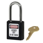 AGI Robur - Cadenas de consignation noir, anse acier 4 mm et corps résine, une clé