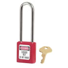 AGI Robur - Cadenas de consignation rouge, anse acier 4 mmx76 mm, corps résine, clé unique